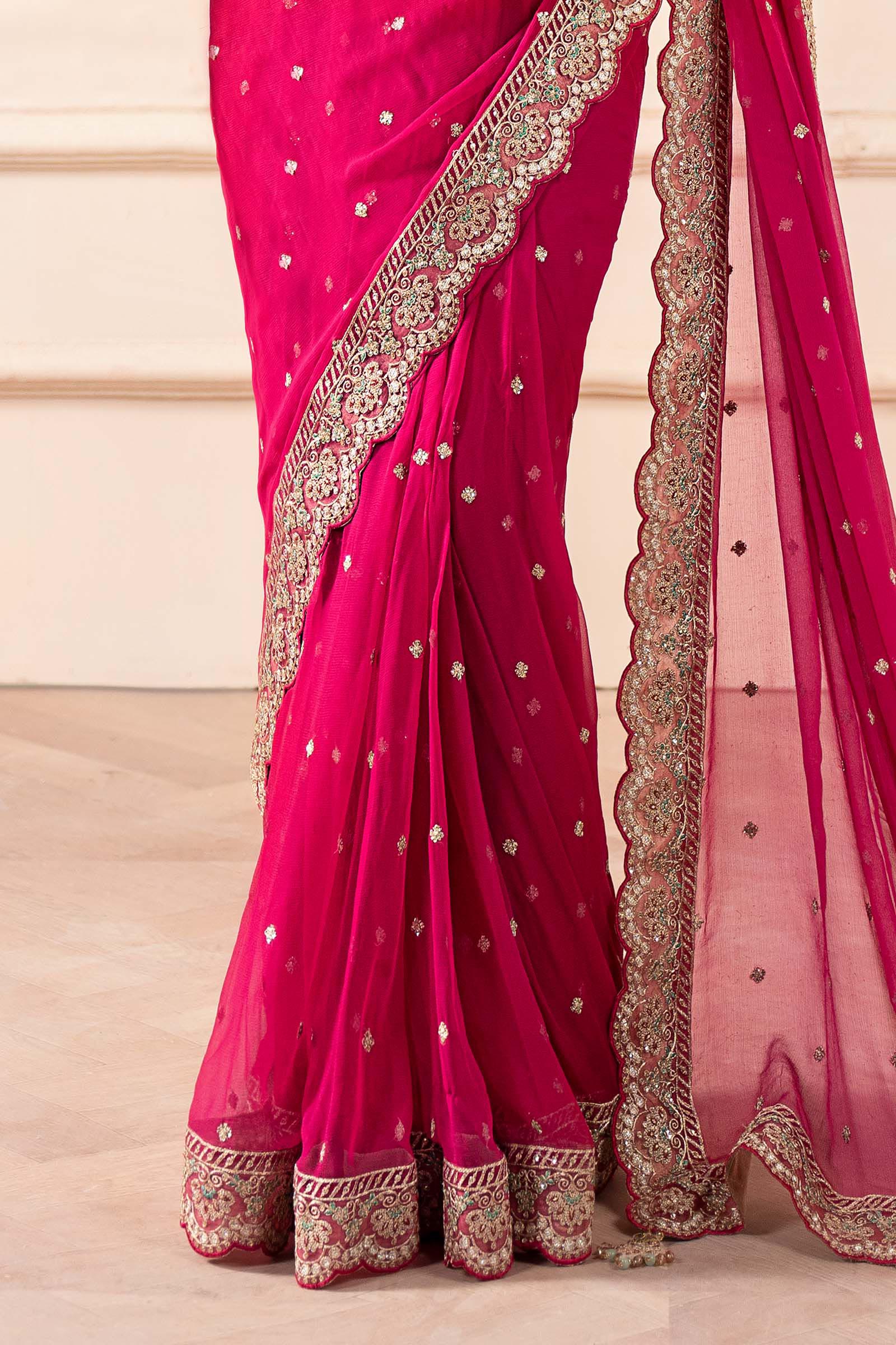 Embroidered Chiffon Saree - Image 6