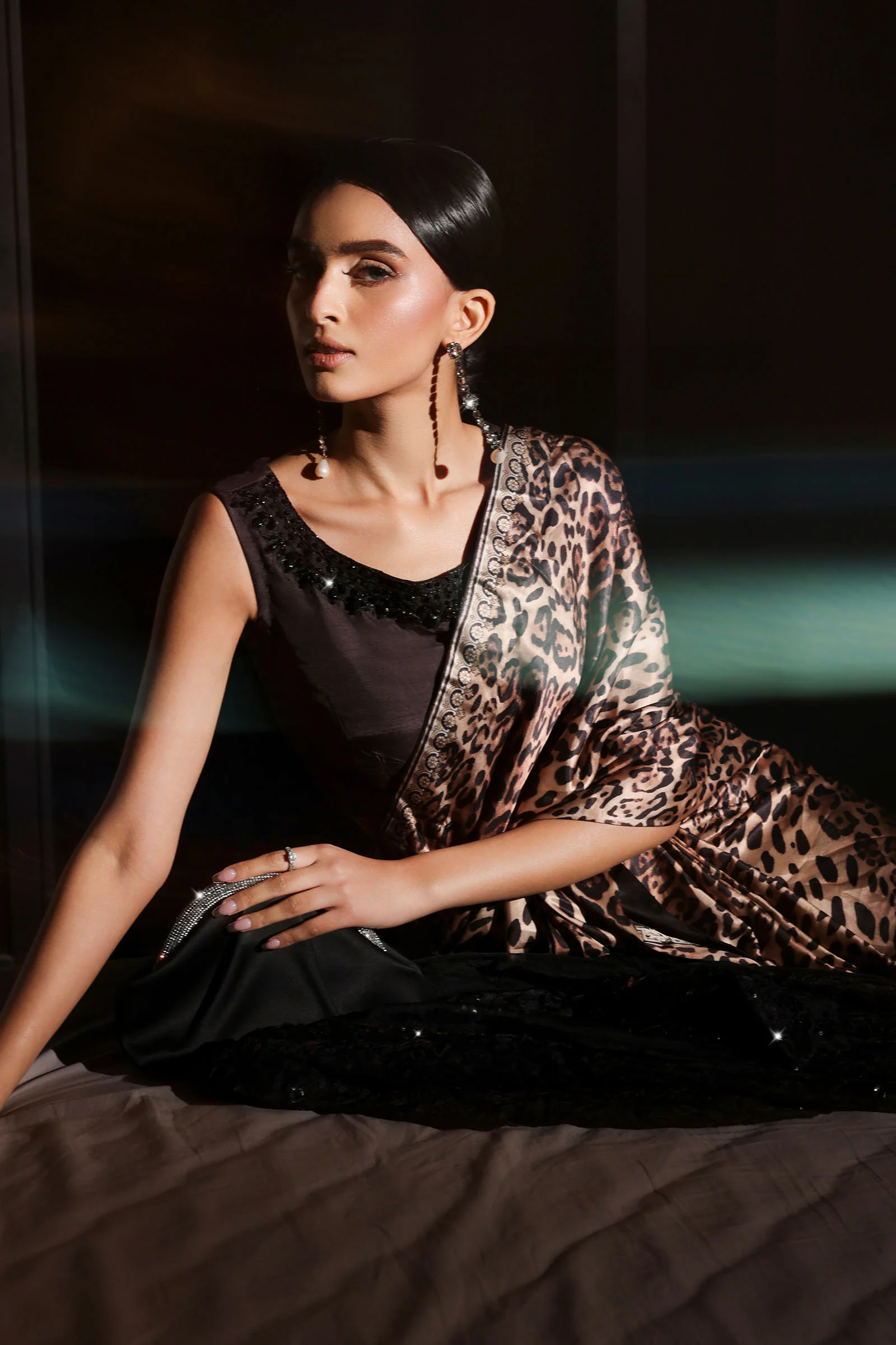 Embroidered Satin Silk Saree - Image 4