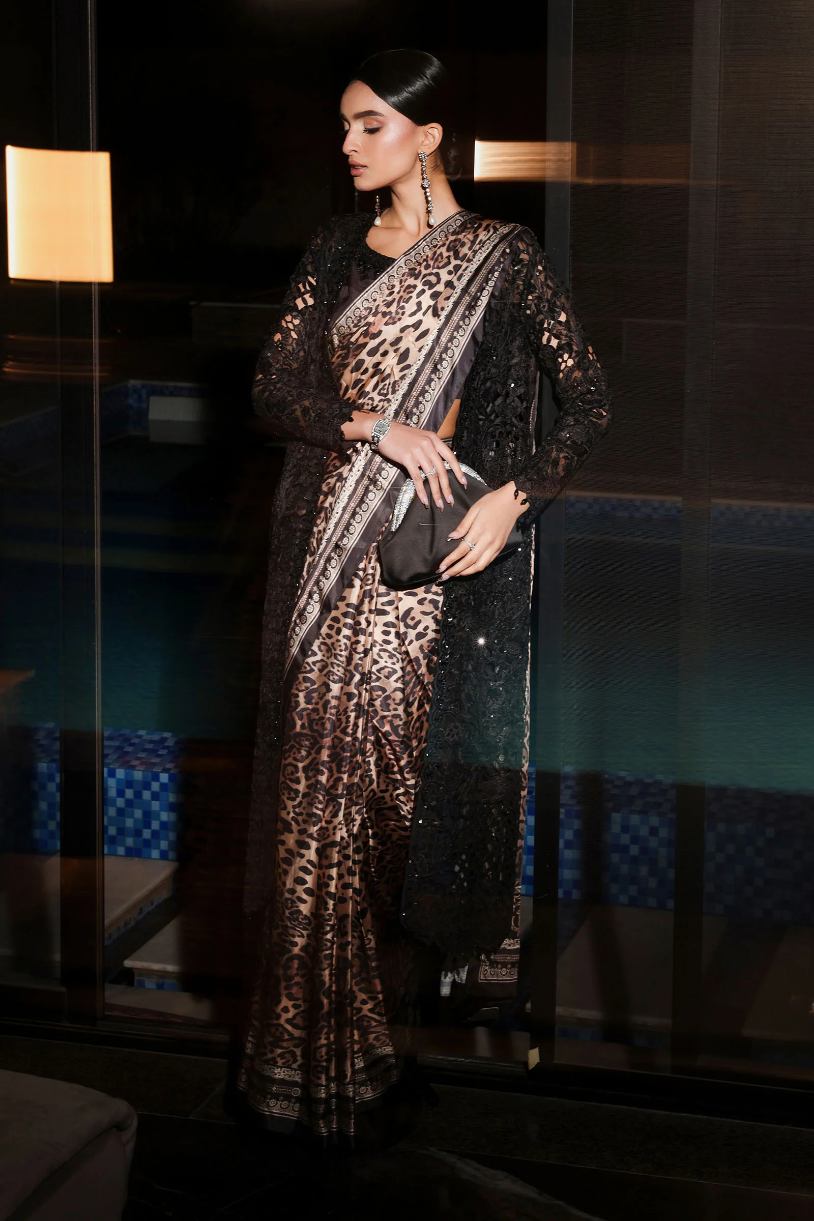 Embroidered Satin Silk Saree - Image 6