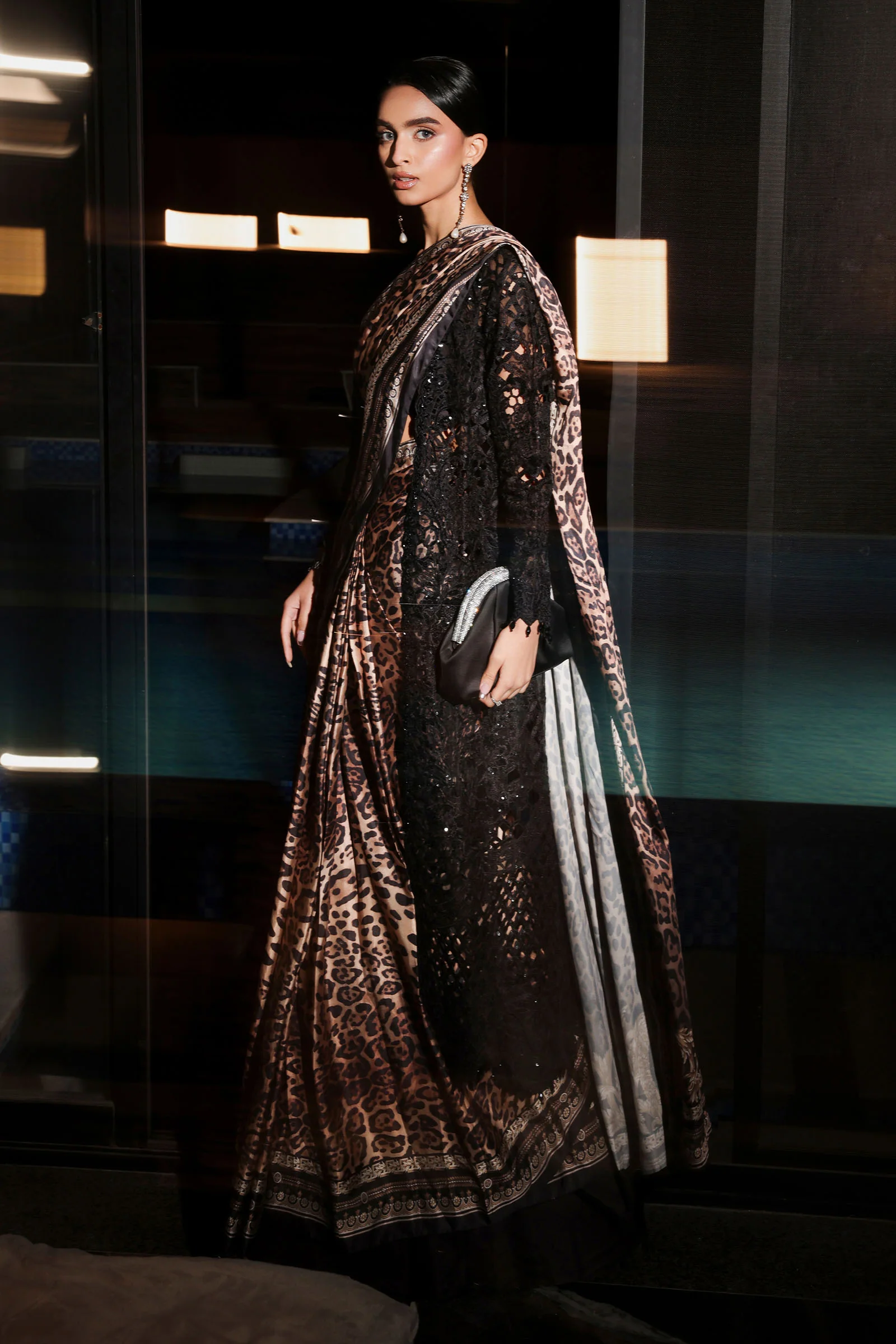Embroidered Satin Silk Saree - Image 8