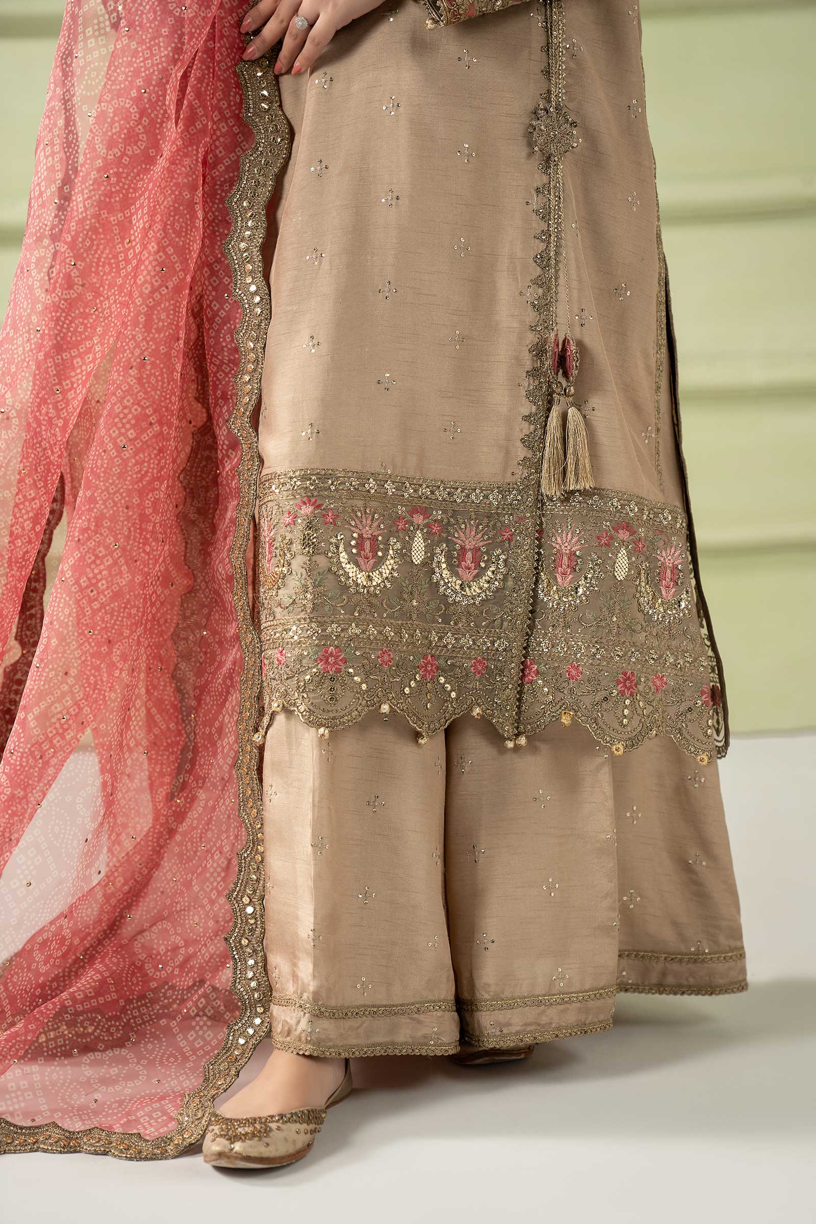 3 Piece Embroidered Raw Silk Suit - Image 5