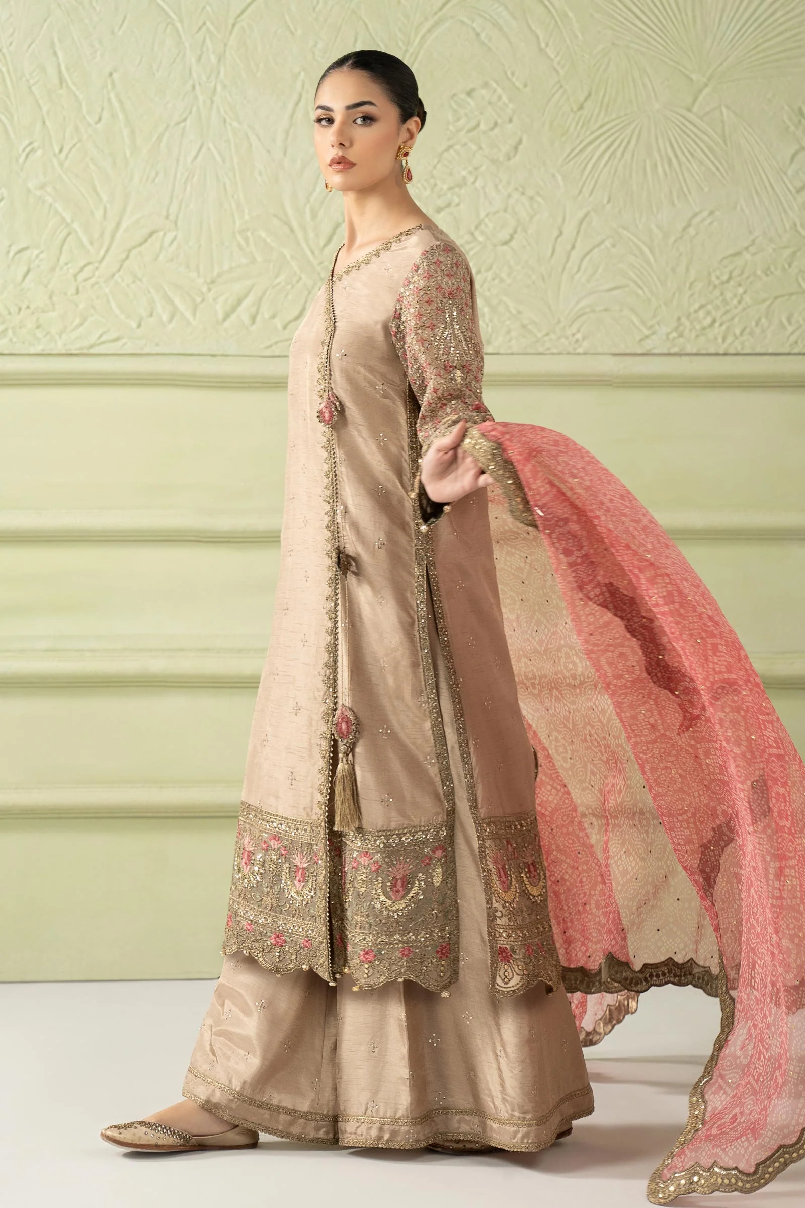 3 Piece Embroidered Raw Silk Suit - Image 6