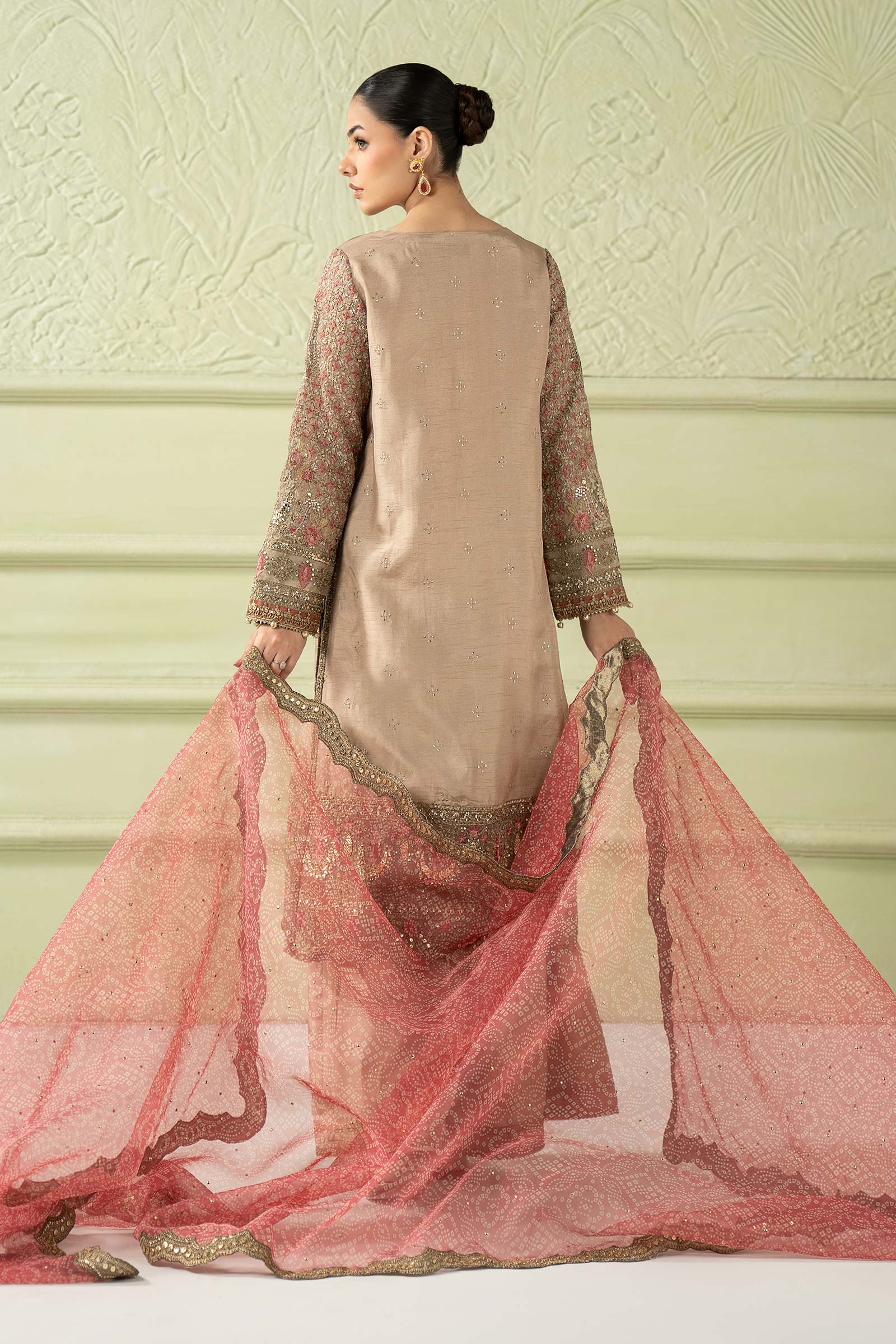 3 Piece Embroidered Raw Silk Suit - Image 7