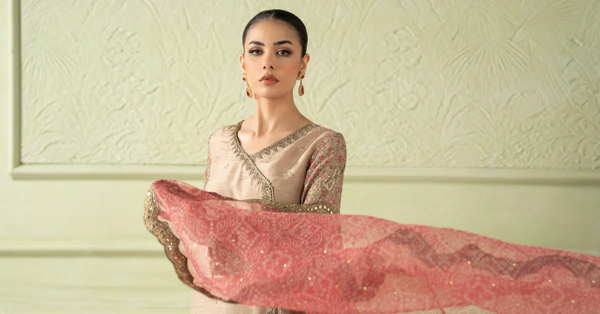 3 Piece Embroidered Raw Silk Suit - Image 8
