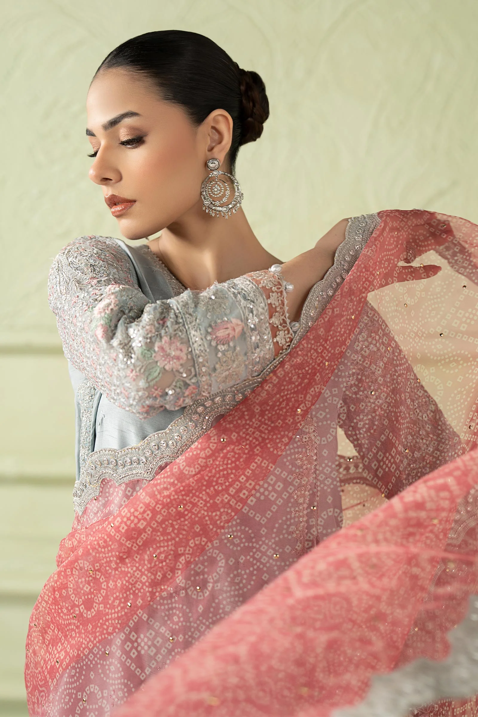 3 Piece Embroidered Raw Silk Suit - Image 3