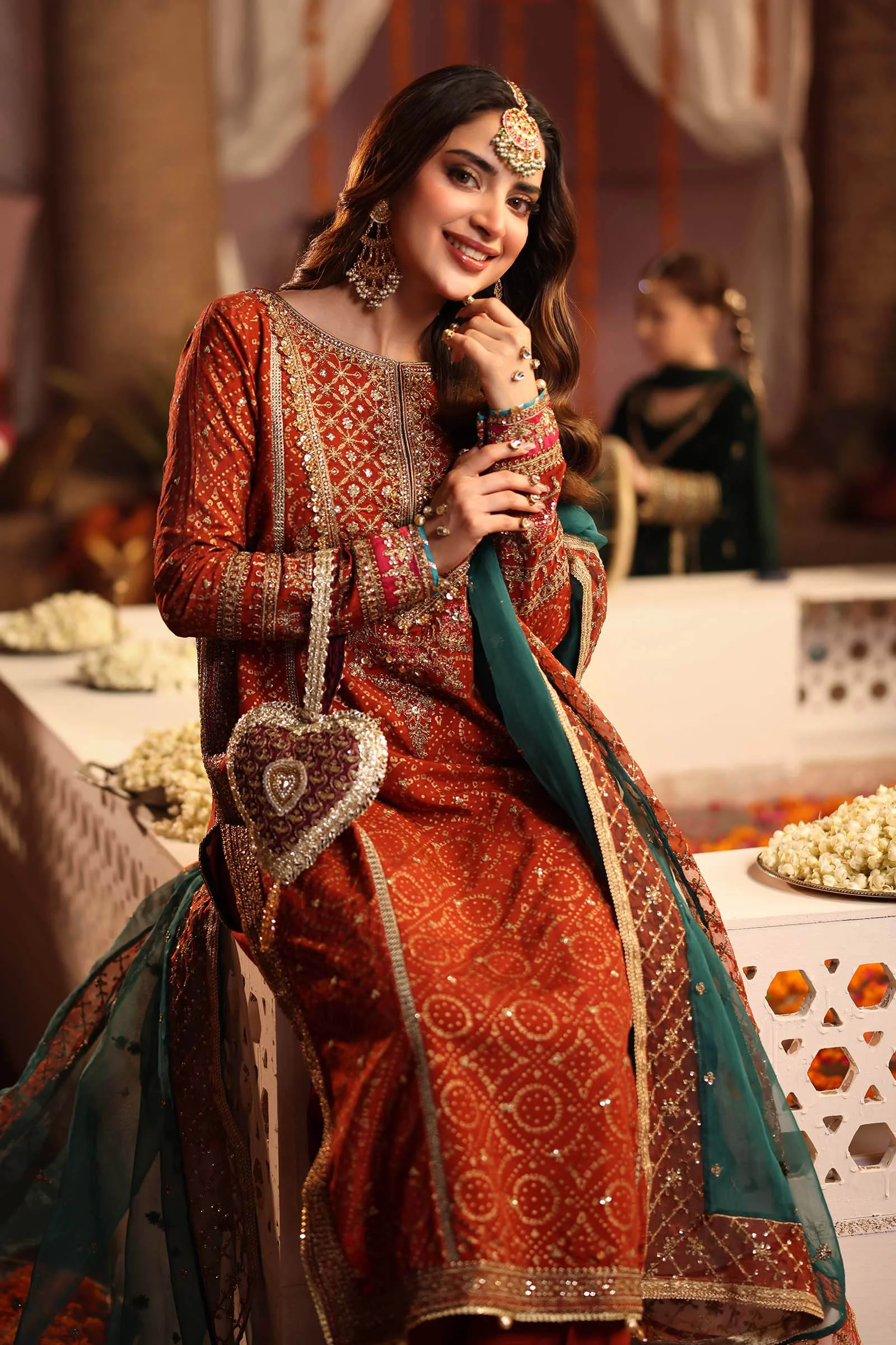 3 Piece Embroidered Raw Silk Suit - Image 3