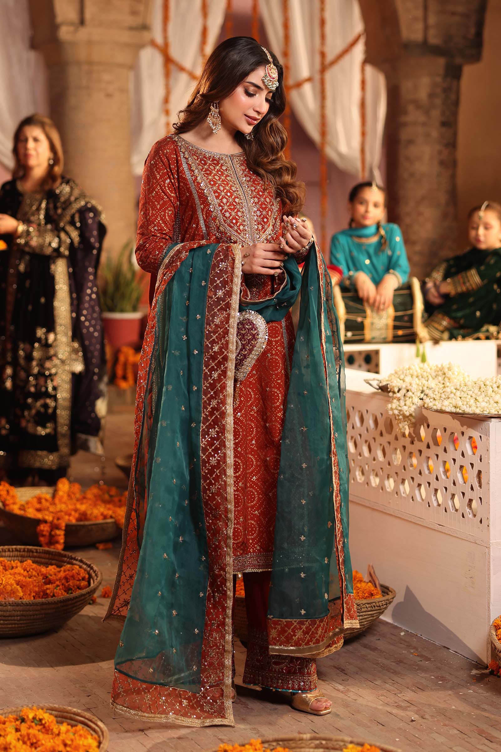 3 Piece Embroidered Raw Silk Suit - Image 5