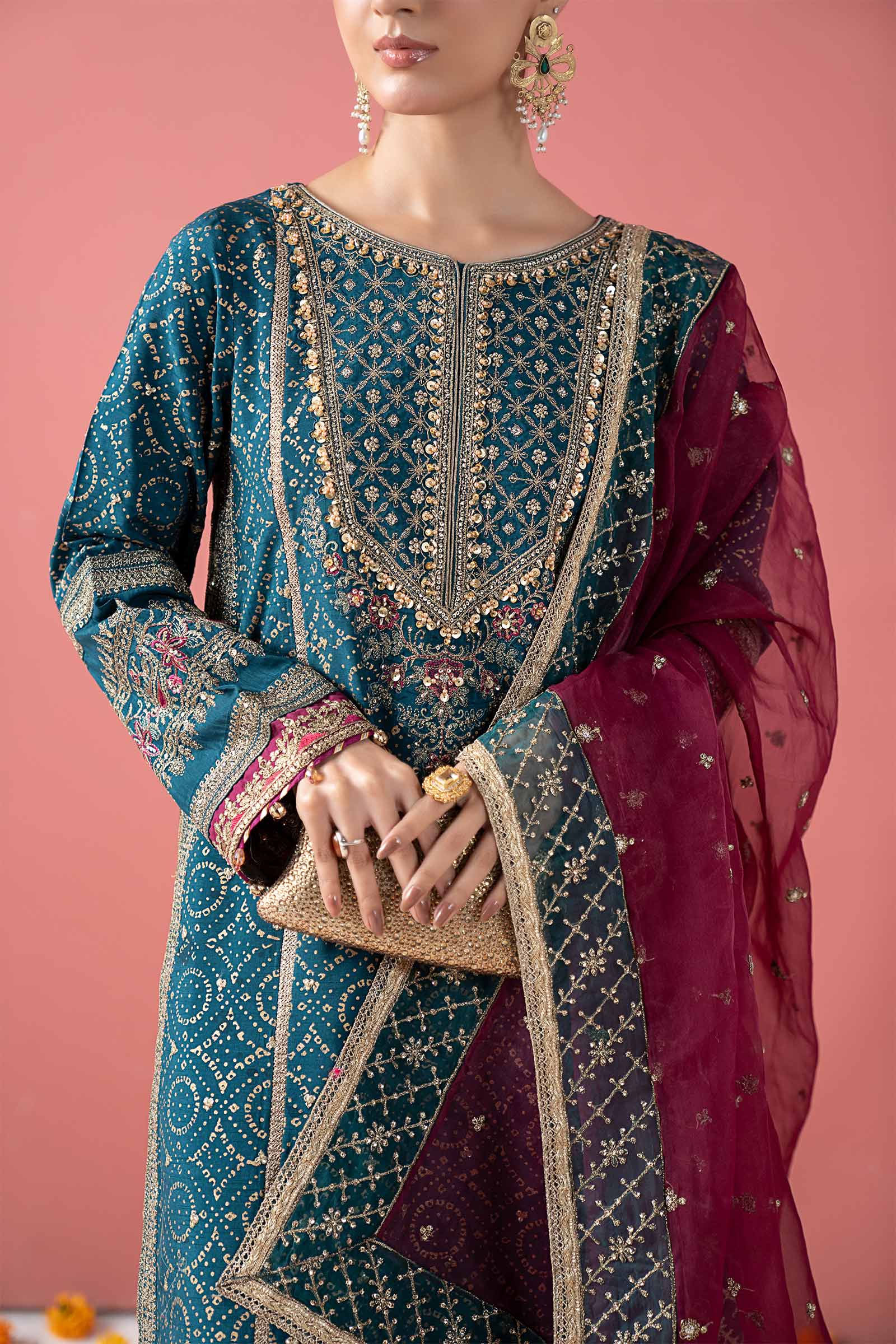3 Piece Embroidered Raw Silk Suit - Image 4