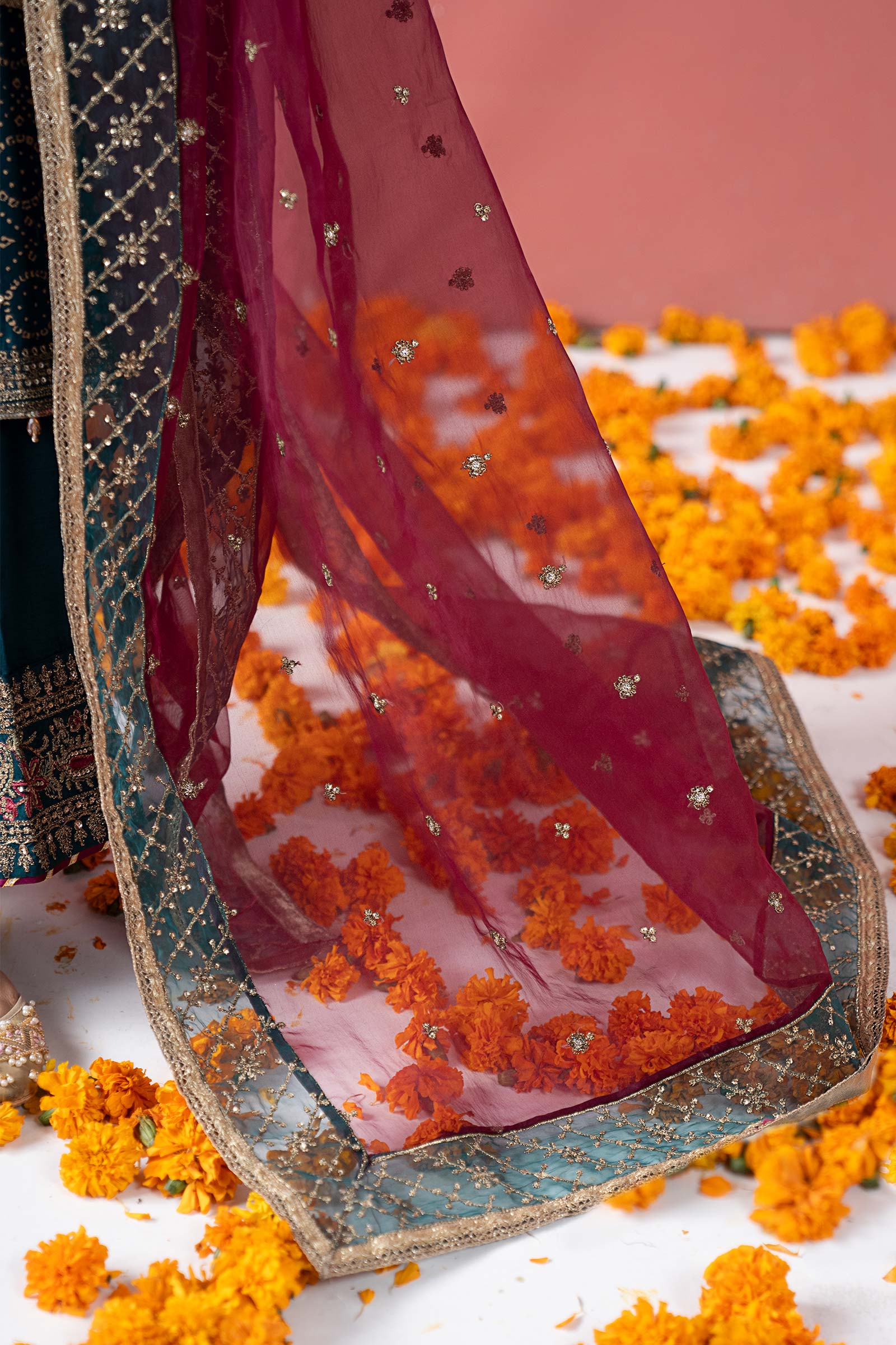 3 Piece Embroidered Raw Silk Suit - Image 6