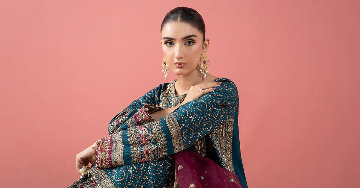 3 Piece Embroidered Raw Silk Suit - Image 9
