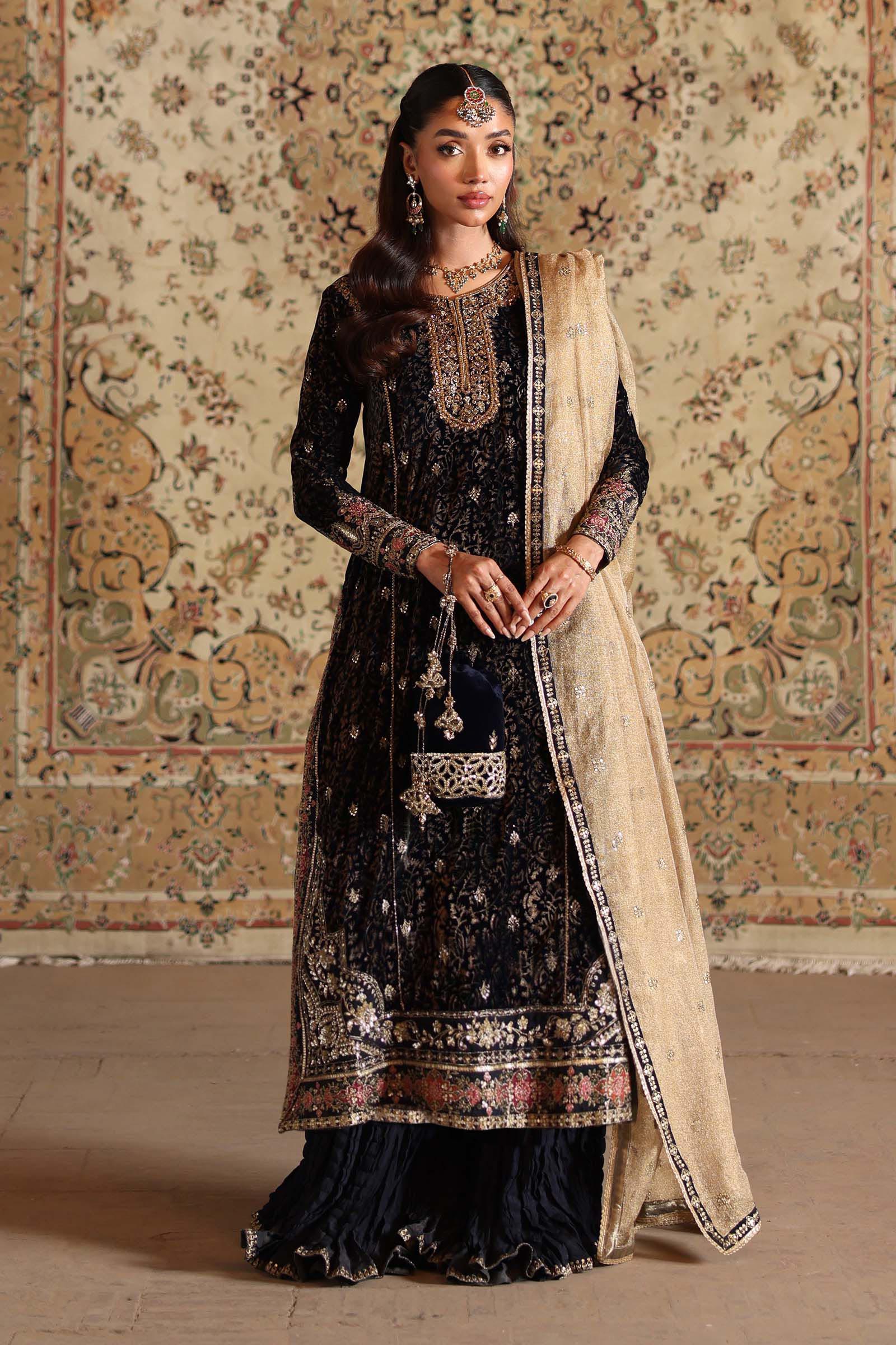 3 Piece Embroidered Velvet Suit - Image 2