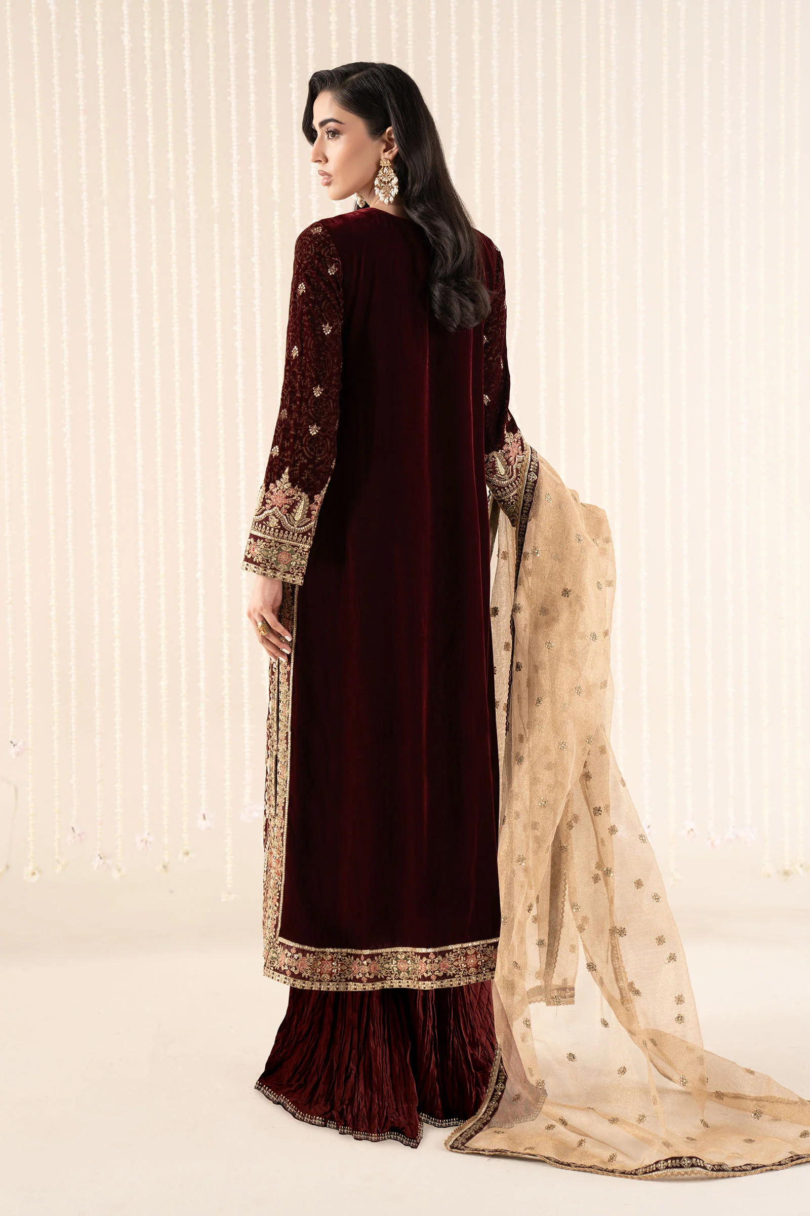 3 Piece Embroidered Velvet Suit - Image 5