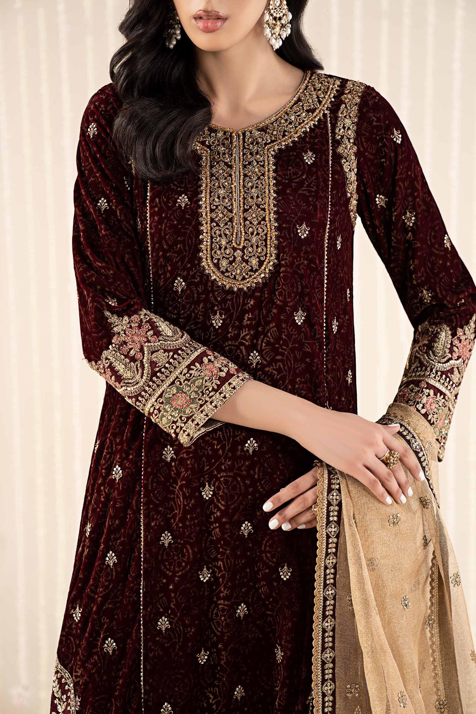 3 Piece Embroidered Velvet Suit - Image 6