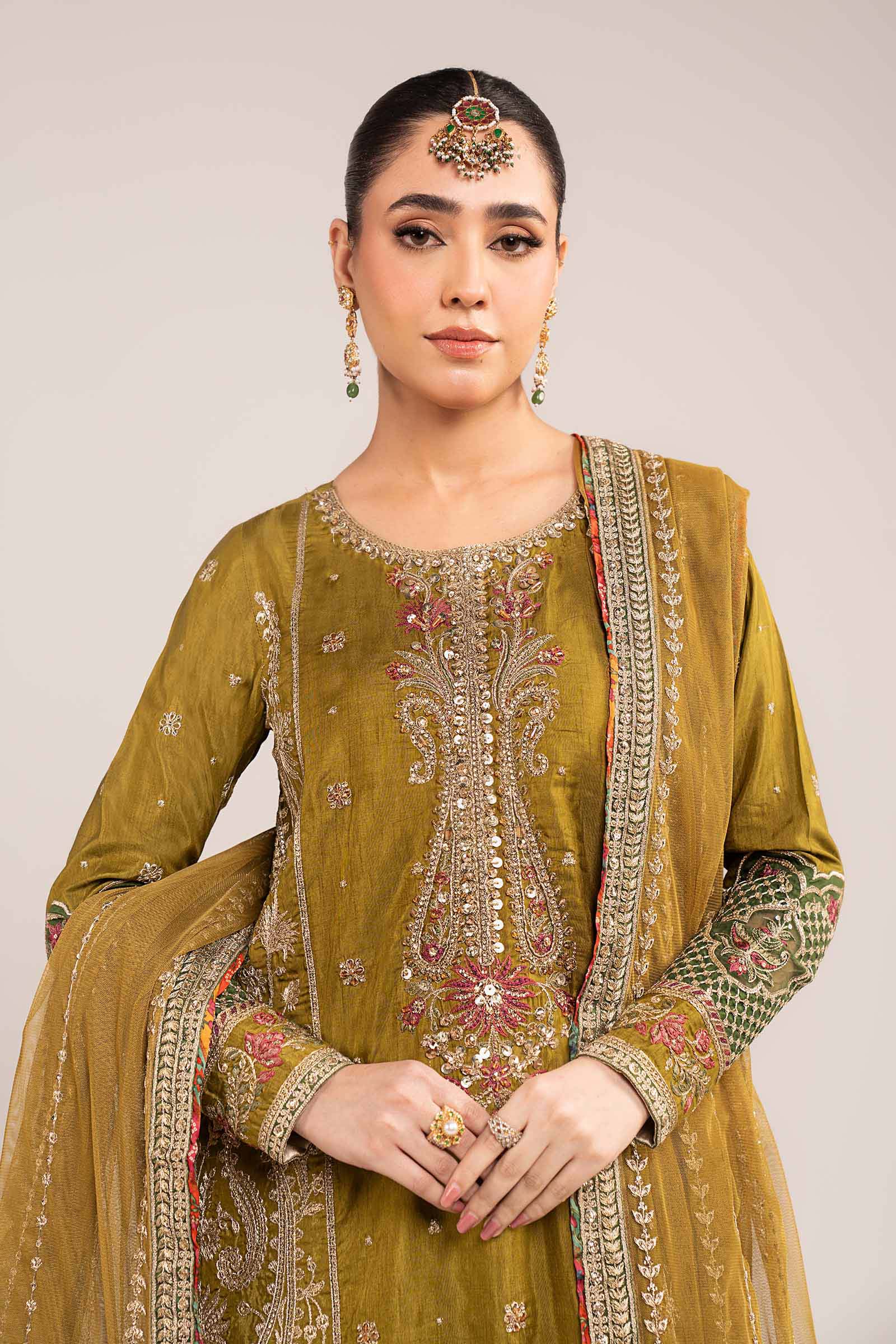 3 Piece Embroidered Raw Silk Suit - Image 2