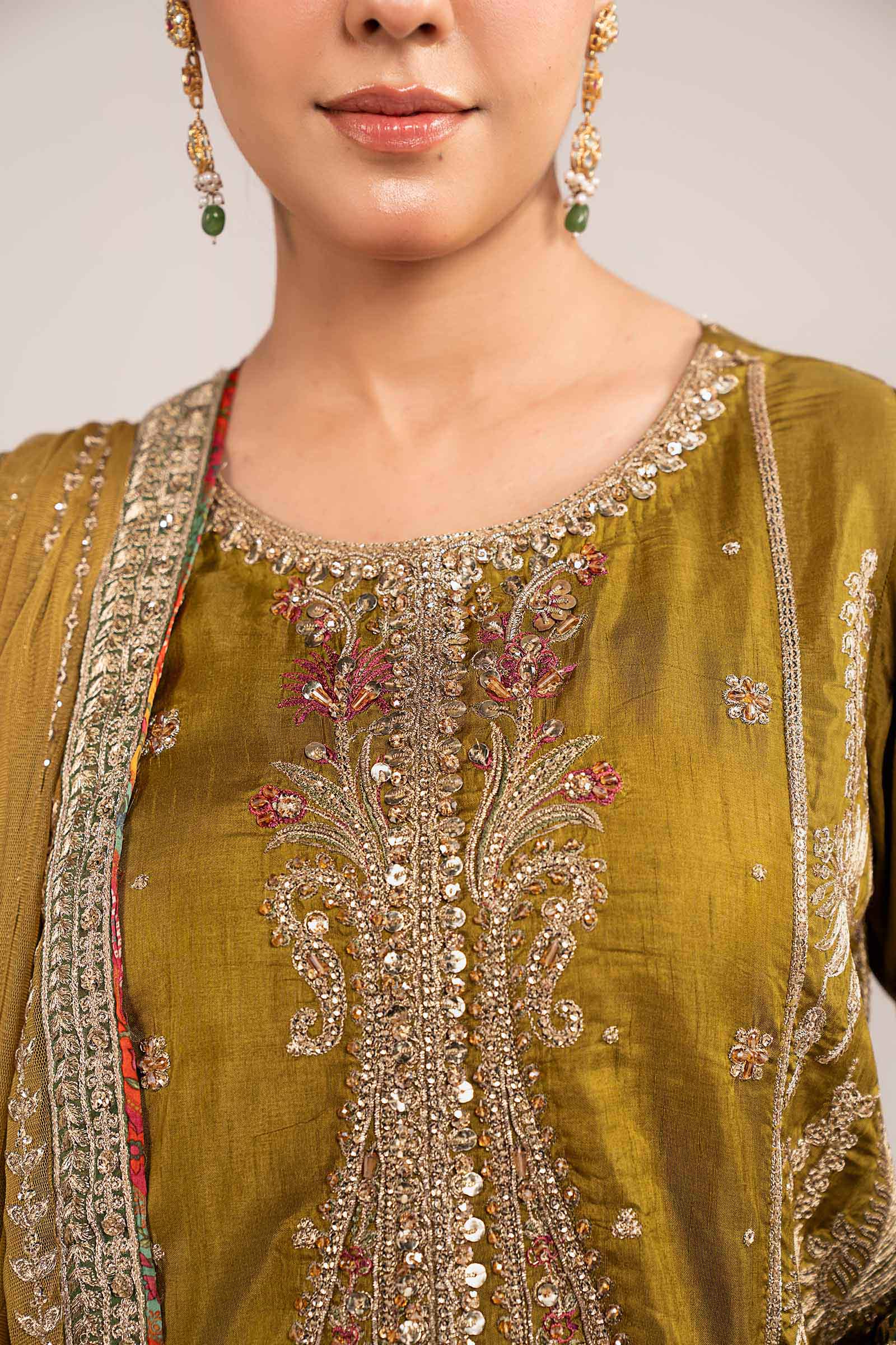 3 Piece Embroidered Raw Silk Suit - Image 4
