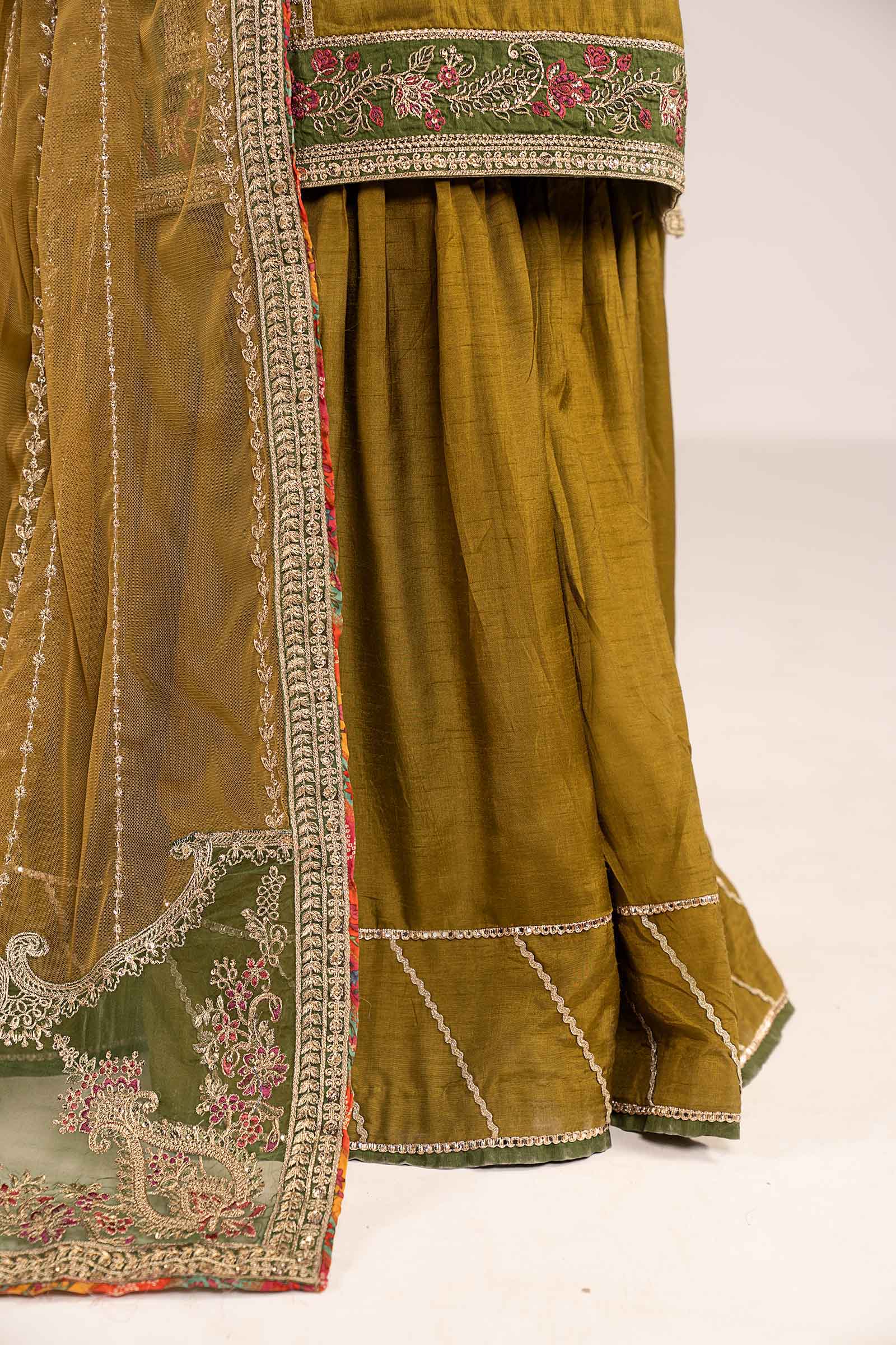 3 Piece Embroidered Raw Silk Suit - Image 5