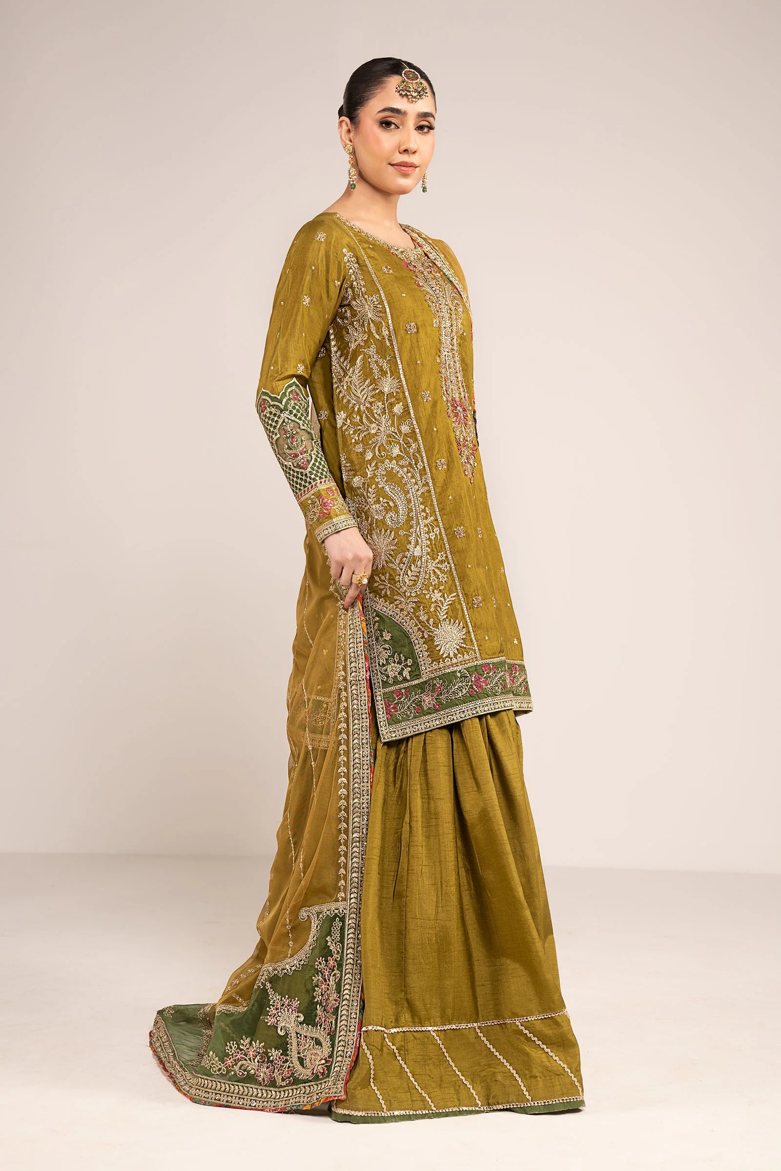 3 Piece Embroidered Raw Silk Suit - Image 7