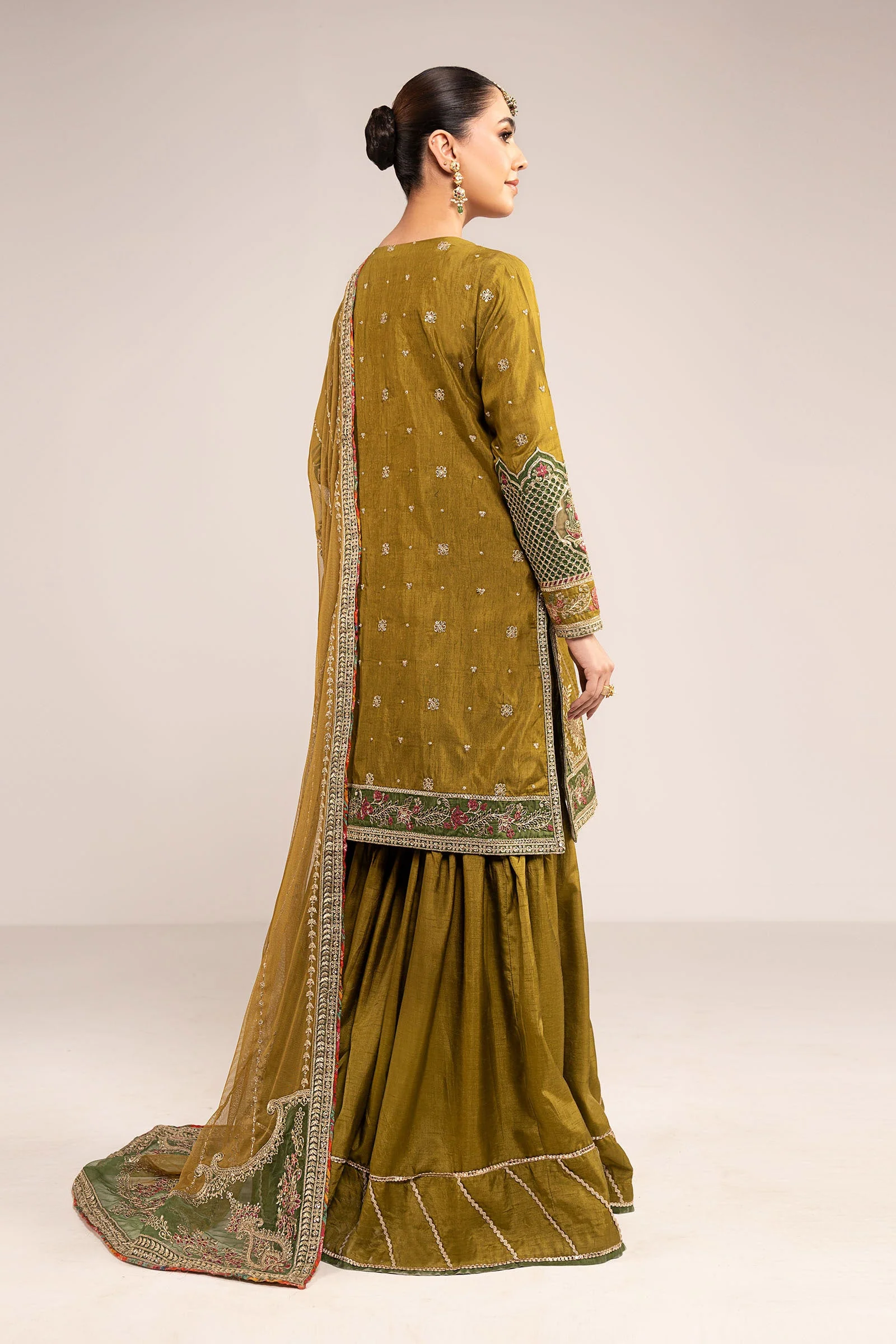 3 Piece Embroidered Raw Silk Suit - Image 8