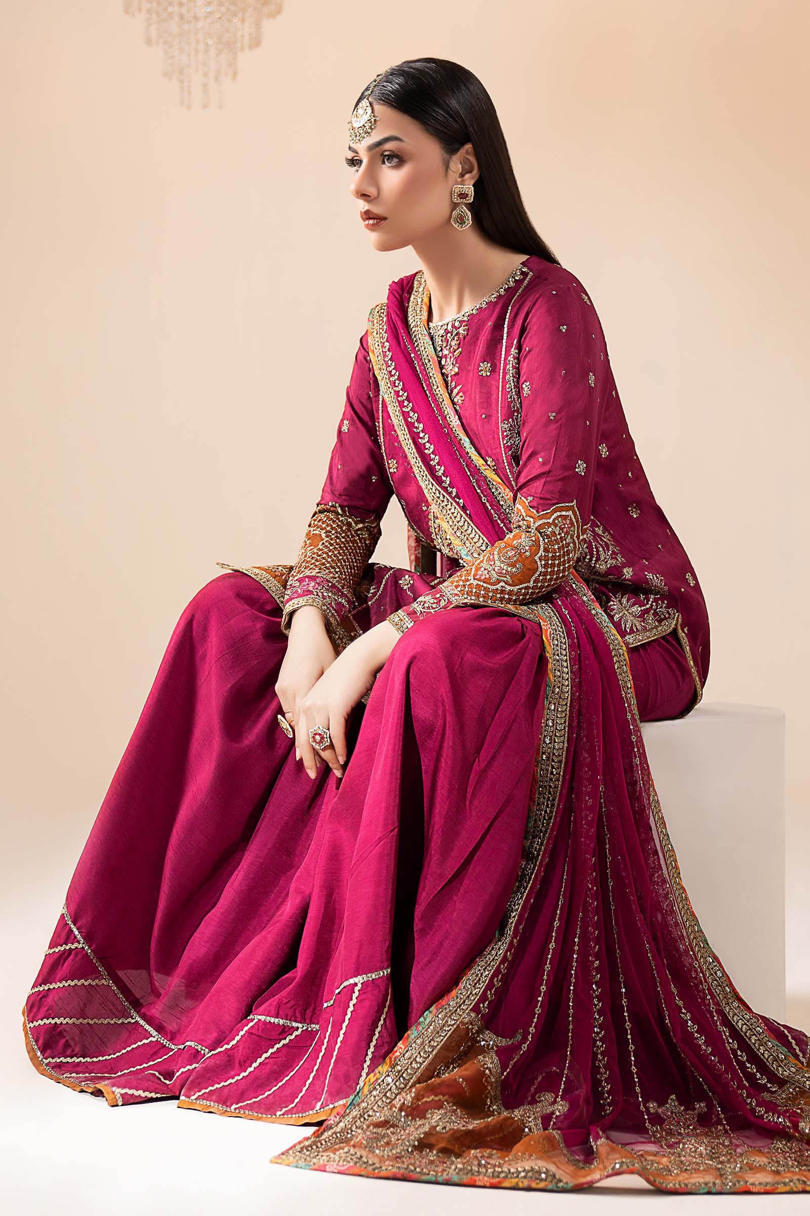 3 Piece Embroidered Raw Silk Suit - Image 9