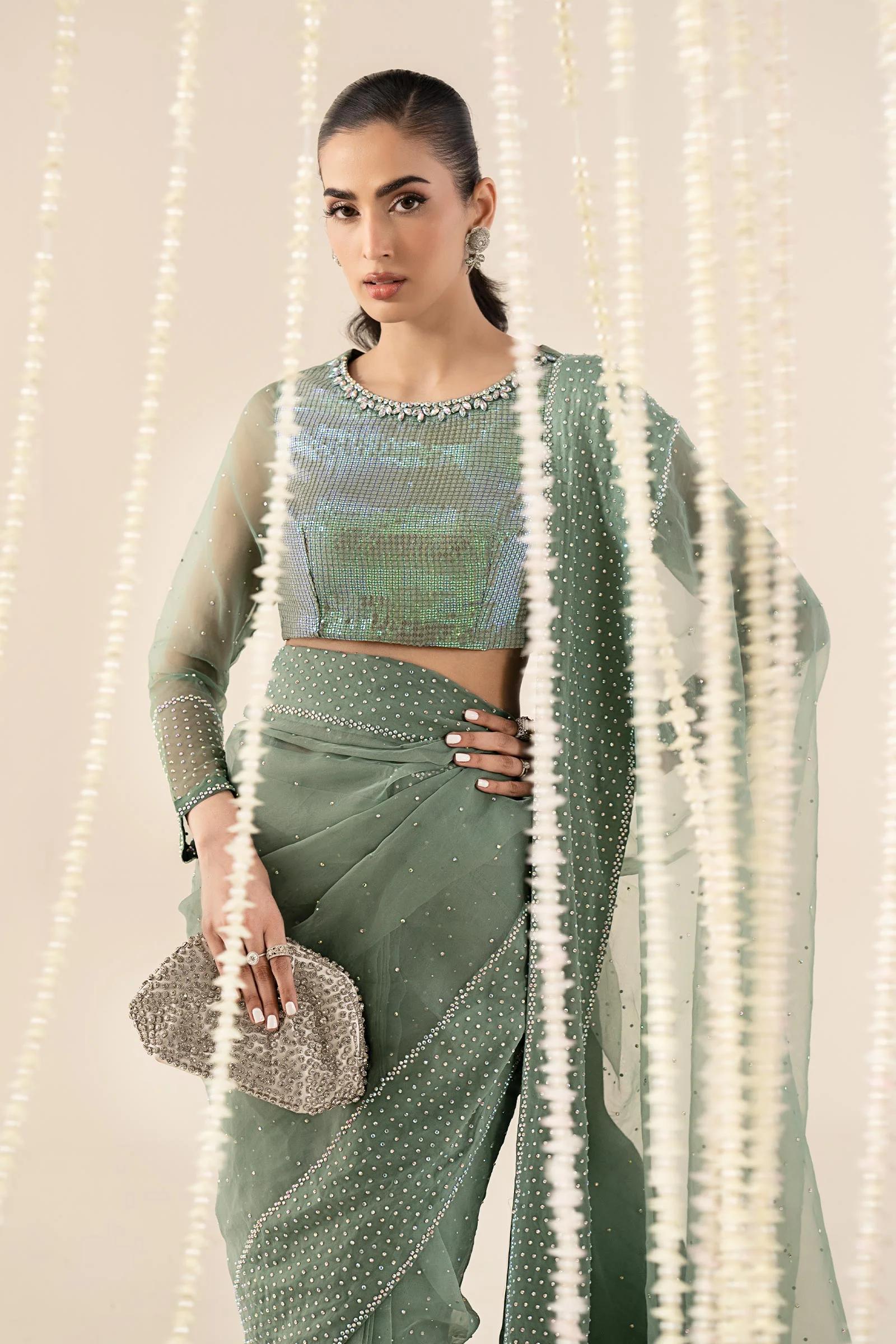 Embellished Organza Saree - Image 2