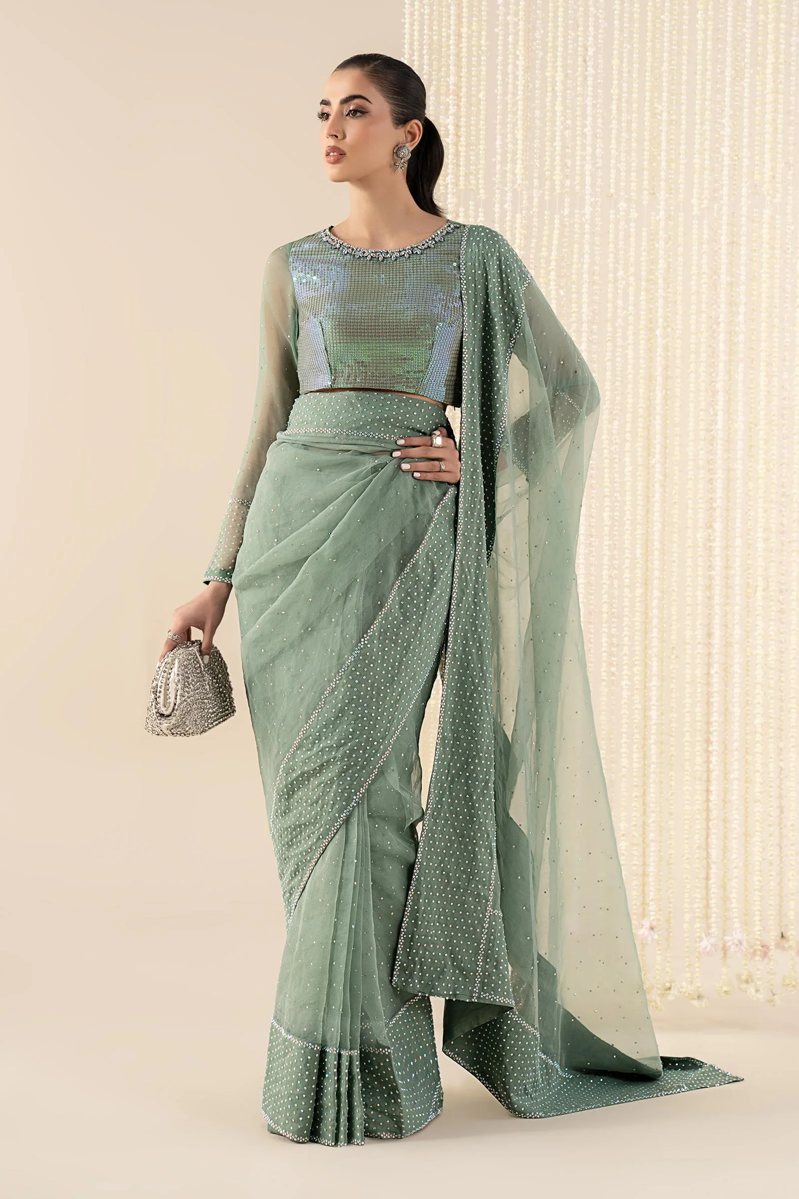Embellished Organza Saree - Image 6