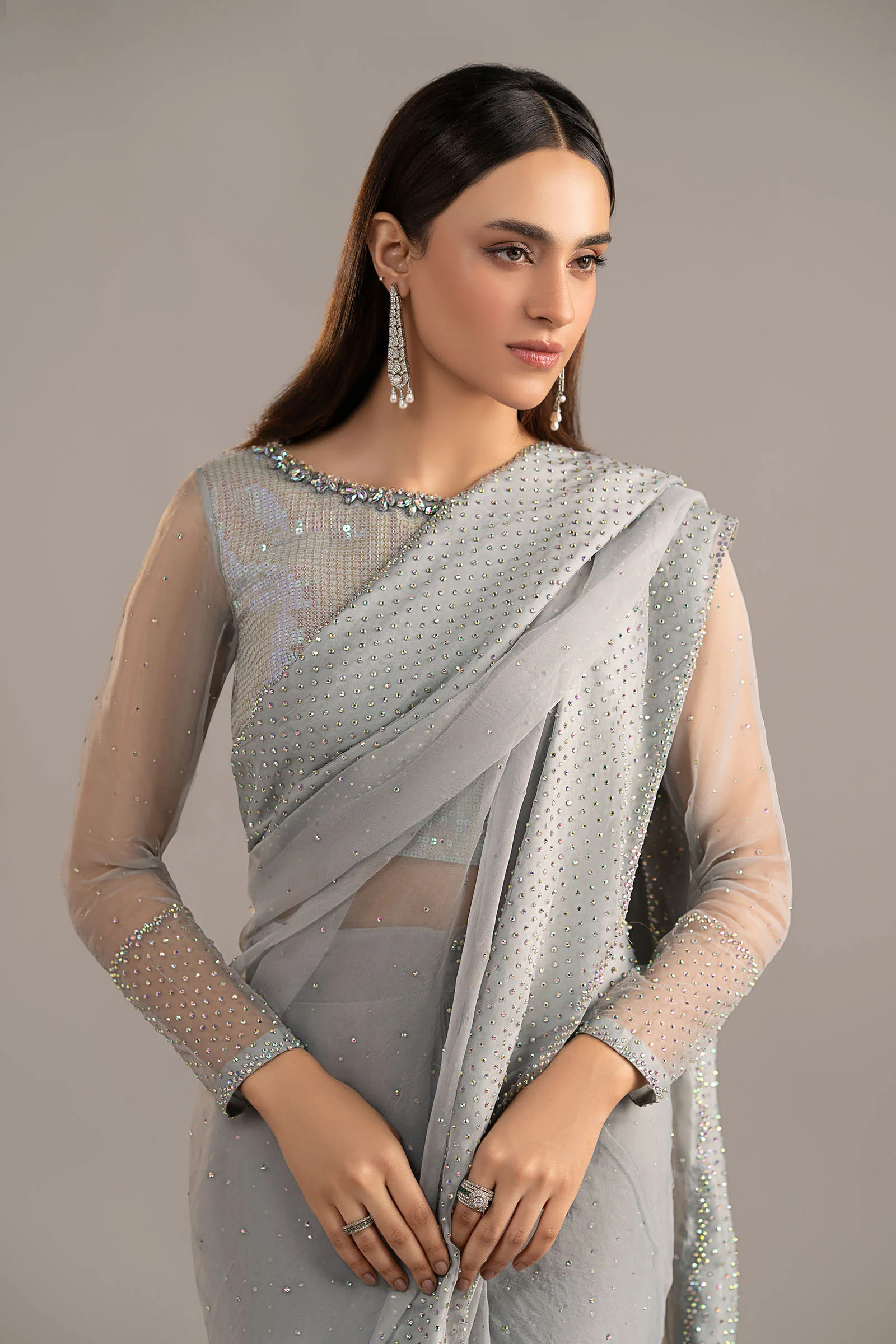 Embellished Organza Saree - Image 2