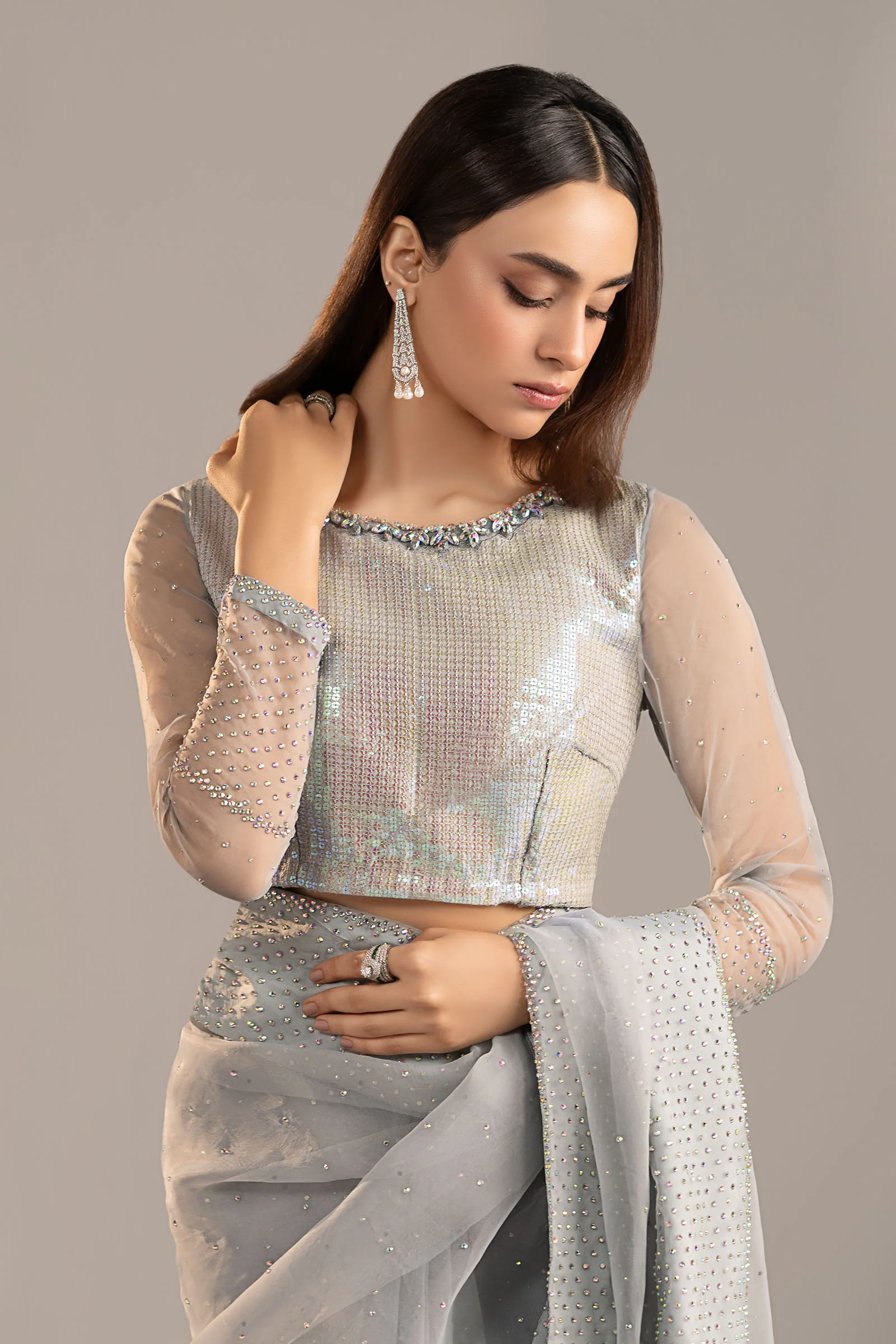 Embellished Organza Saree - Image 3