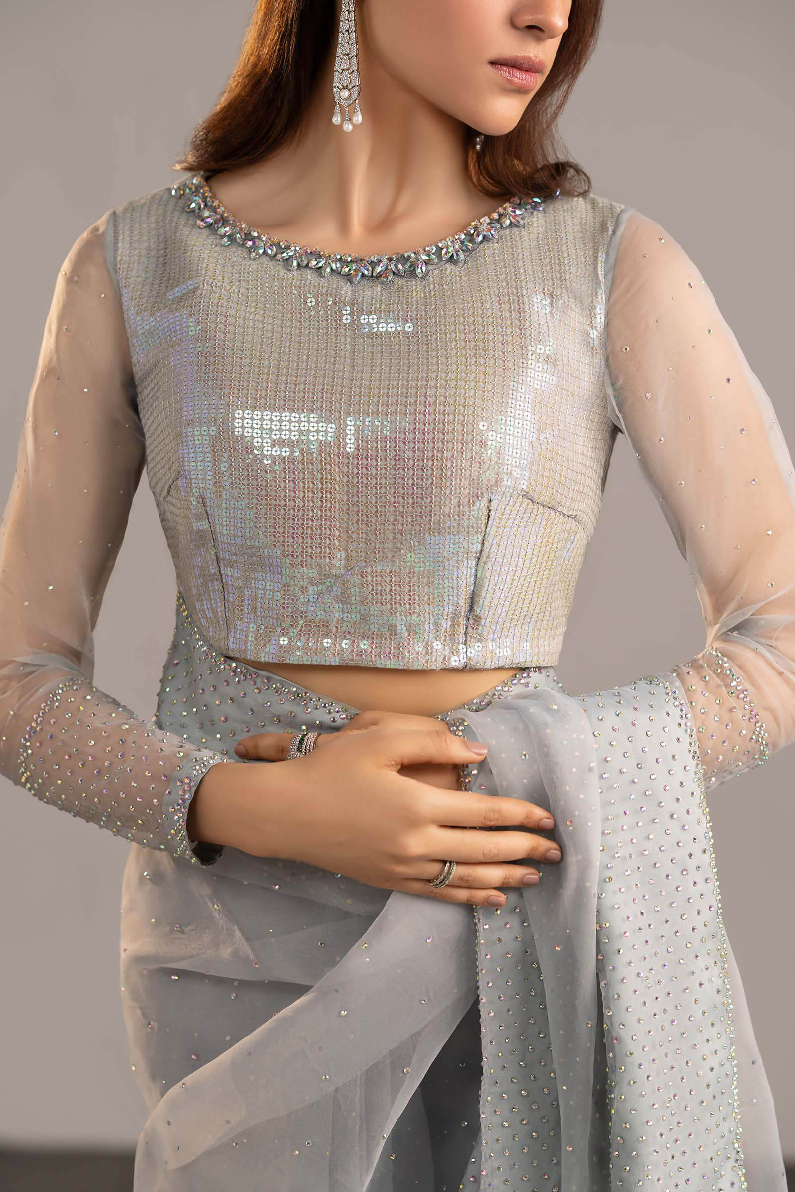 Embellished Organza Saree - Image 4
