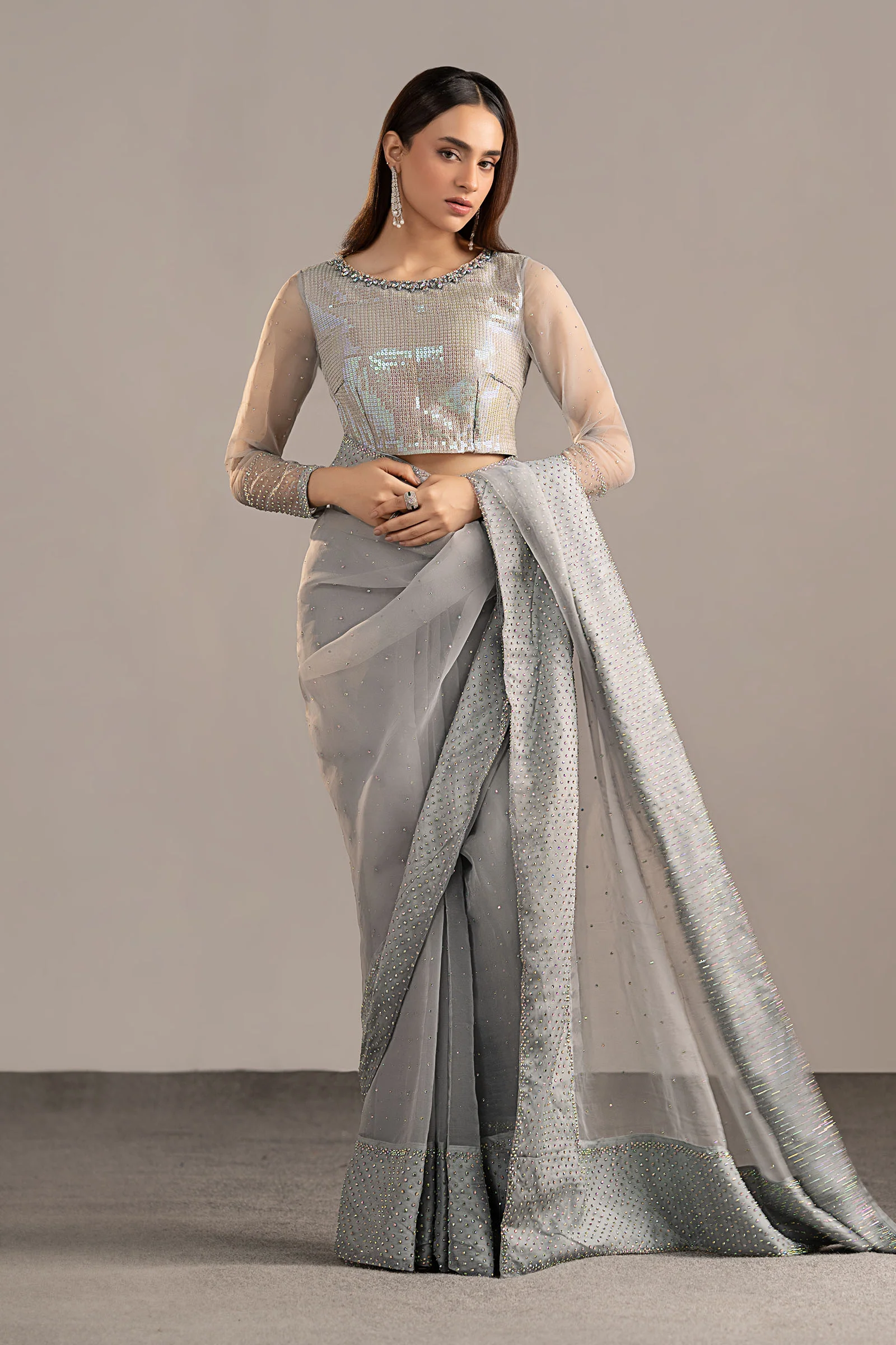 Embellished Organza Saree - Image 7