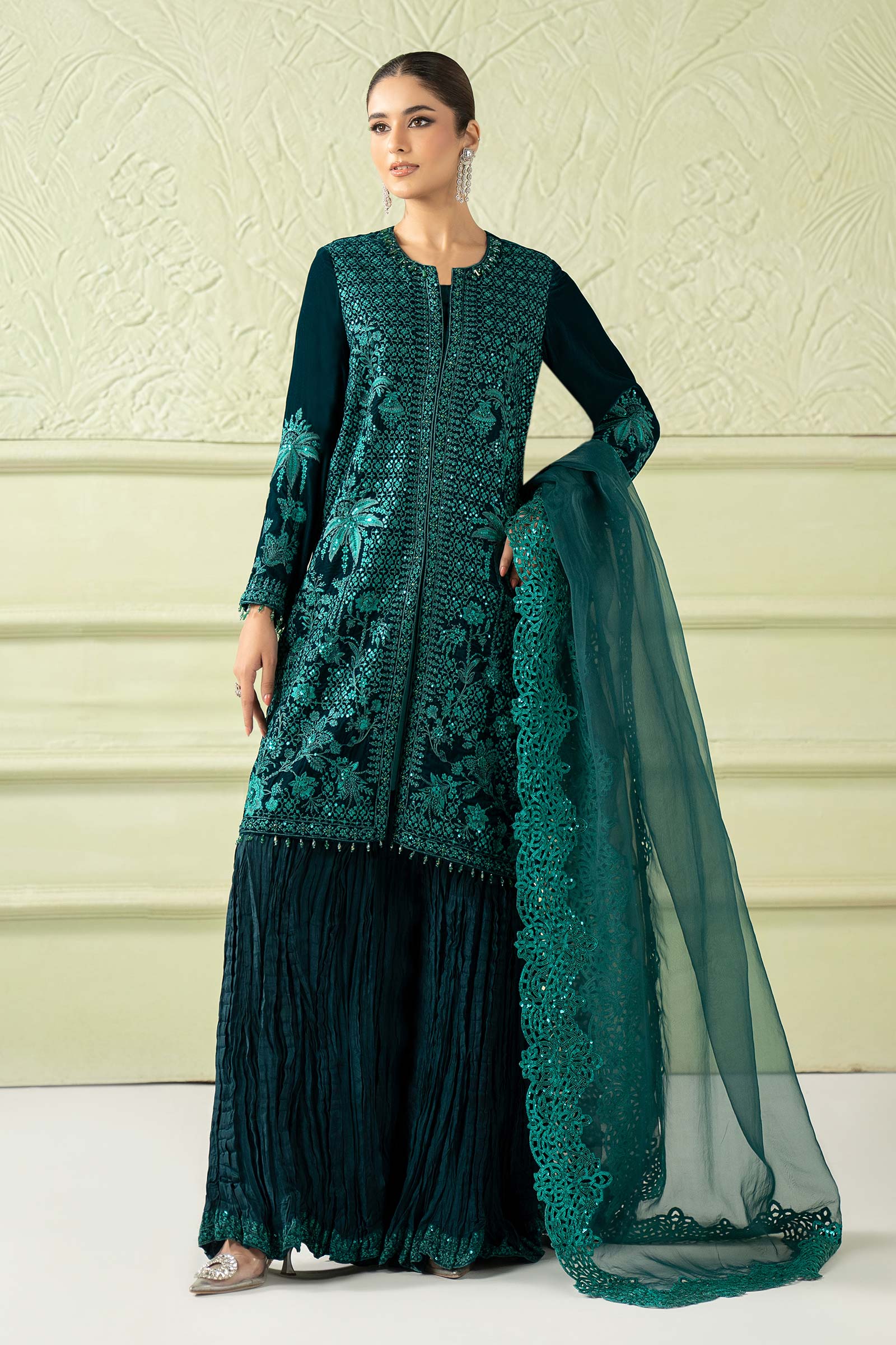 3 Piece Embroidered Velvet Suit