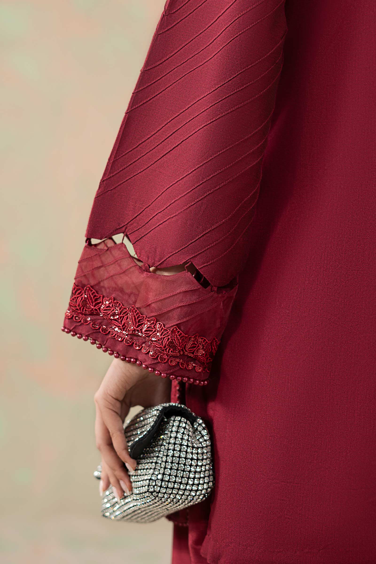 3 Piece Embroidered Silk Net Suit - Image 4