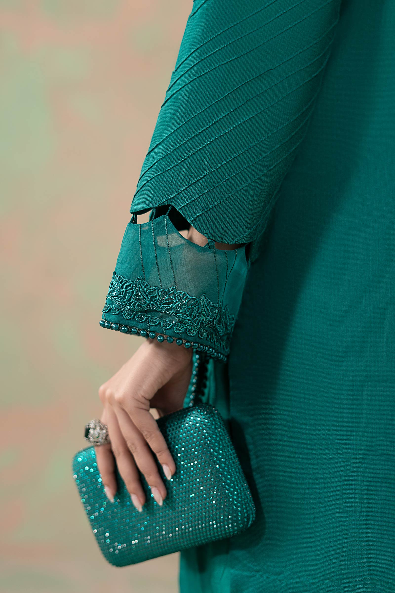 3 Piece Embroidered Silk Net Suit - Image 6