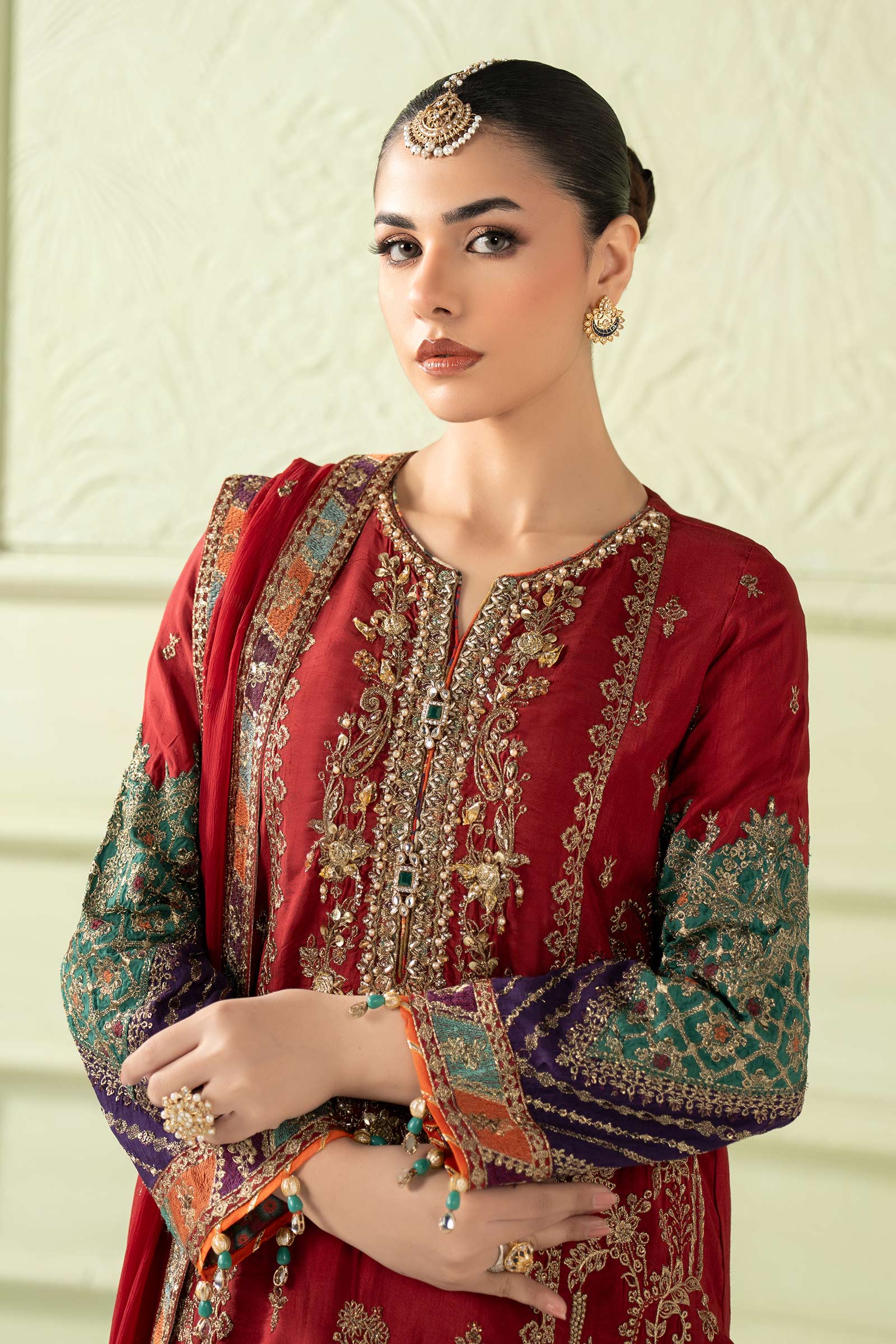 3 Piece Embroidered Raw Silk Suit - Image 5