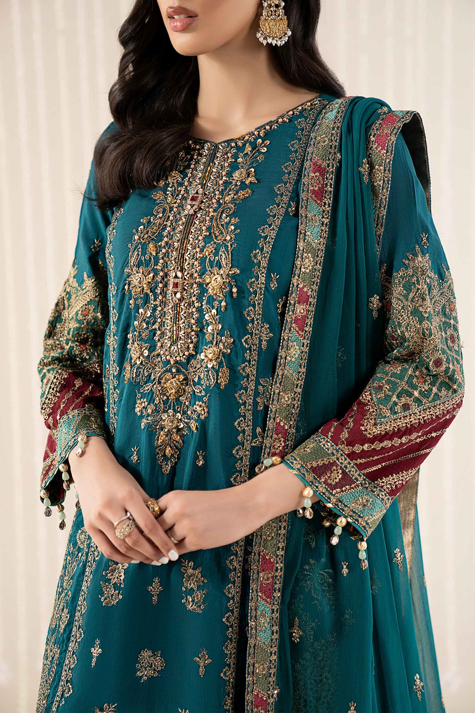 3 Piece Embroidered Raw Silk Suit - Image 5