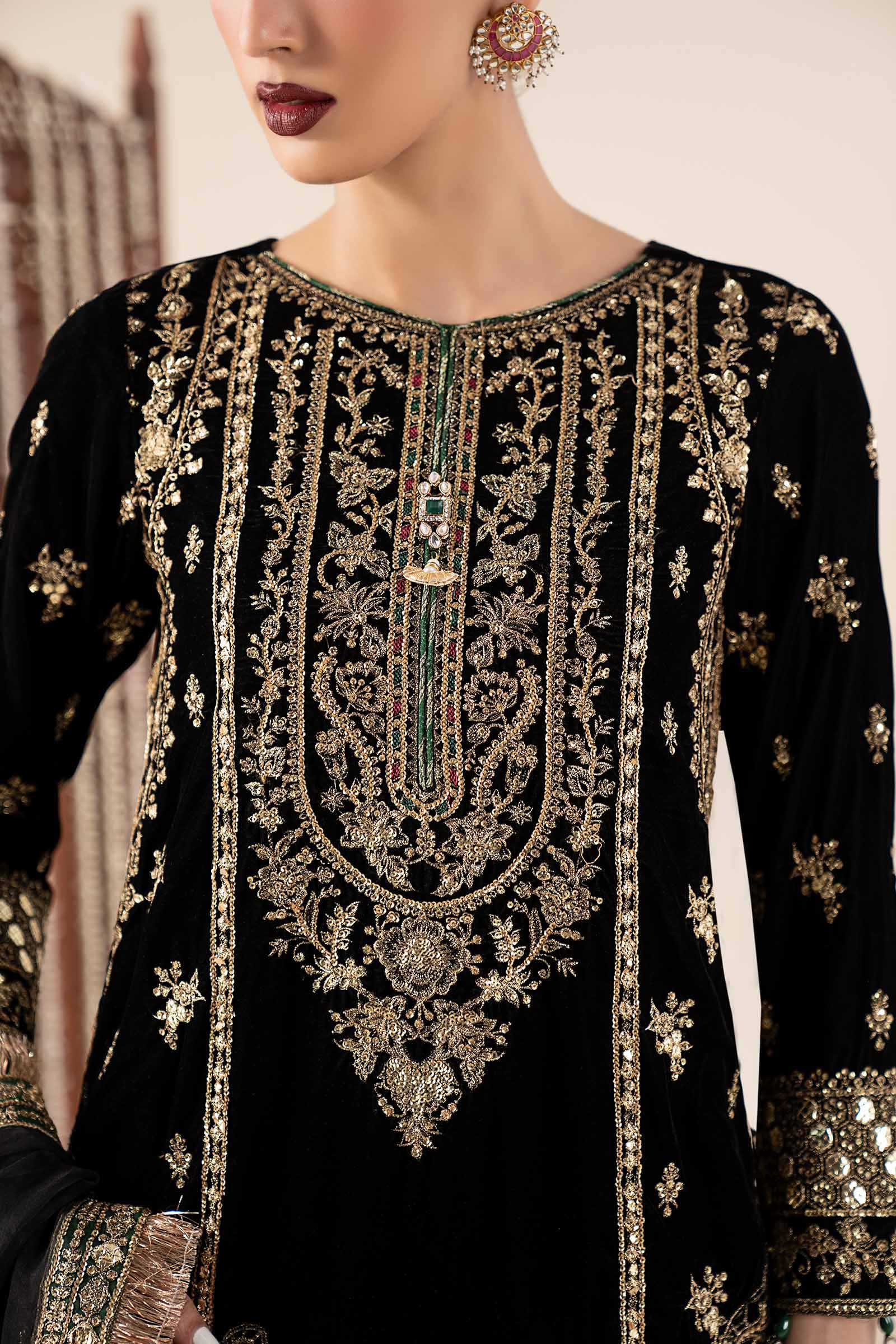 3 Piece Embroidered Velvet Suit - Image 3