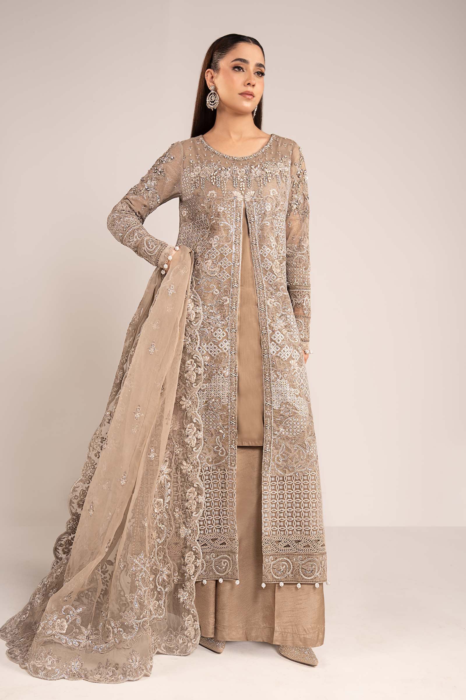 3 Piece Embroidered Net Suit - Image 7