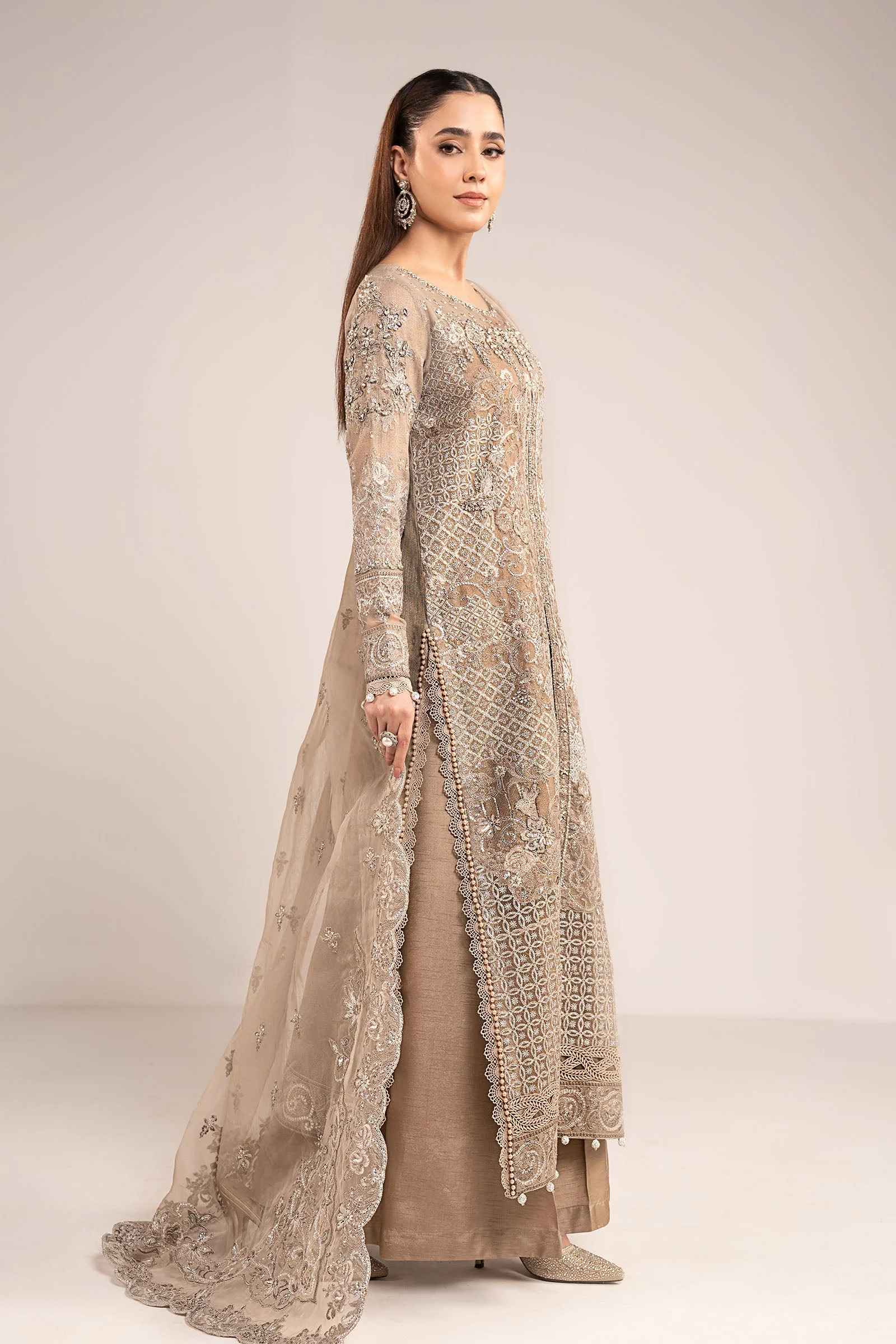 3 Piece Embroidered Net Suit - Image 8