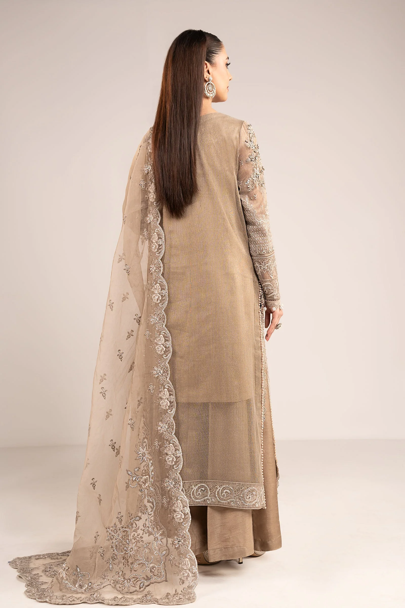 3 Piece Embroidered Net Suit - Image 9