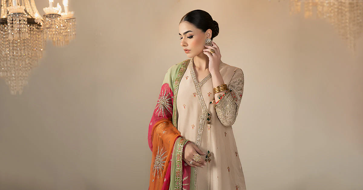 3 Piece Embroidered Raw Silk Suit - Image 10