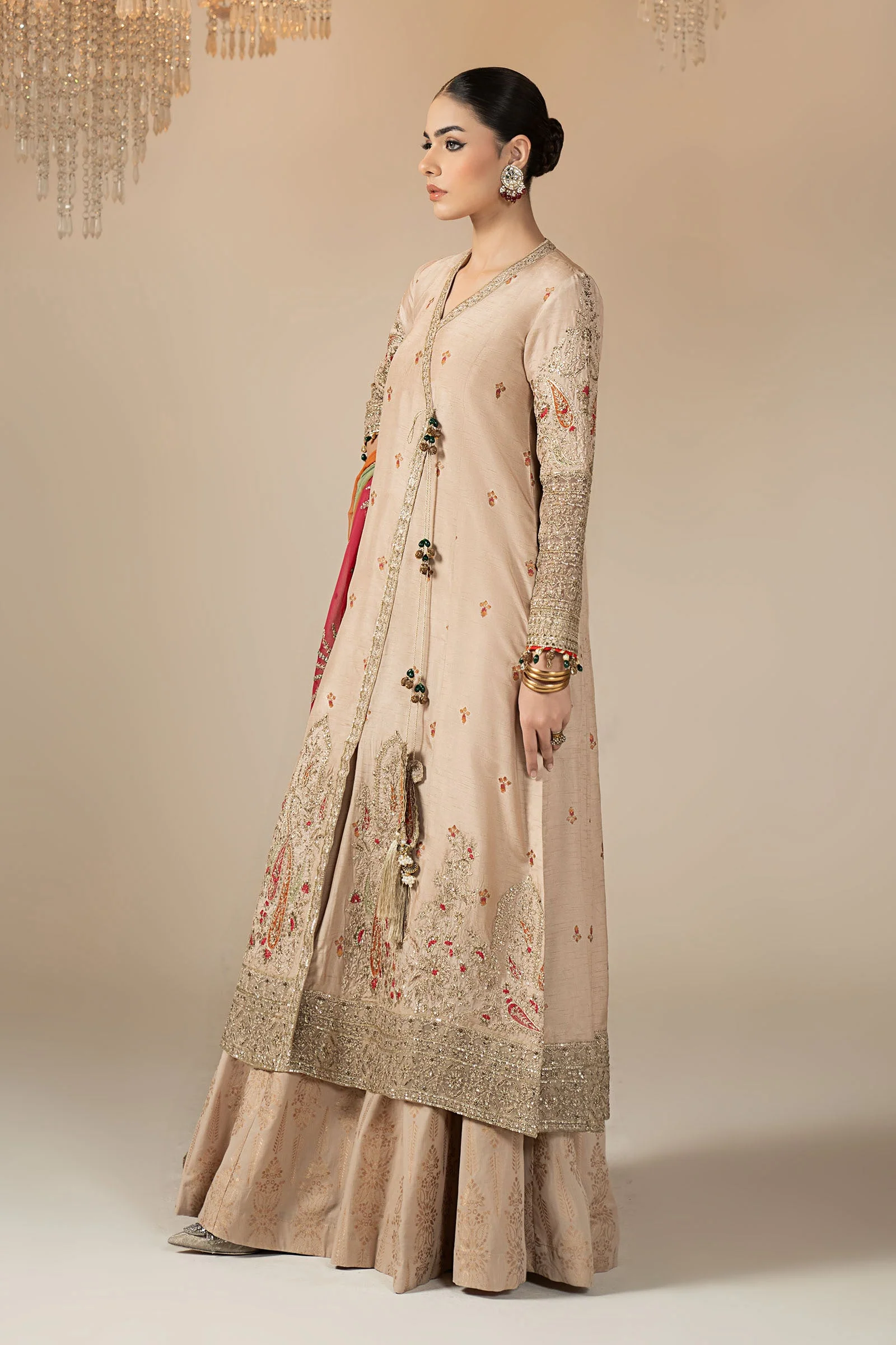 3 Piece Embroidered Raw Silk Suit - Image 8