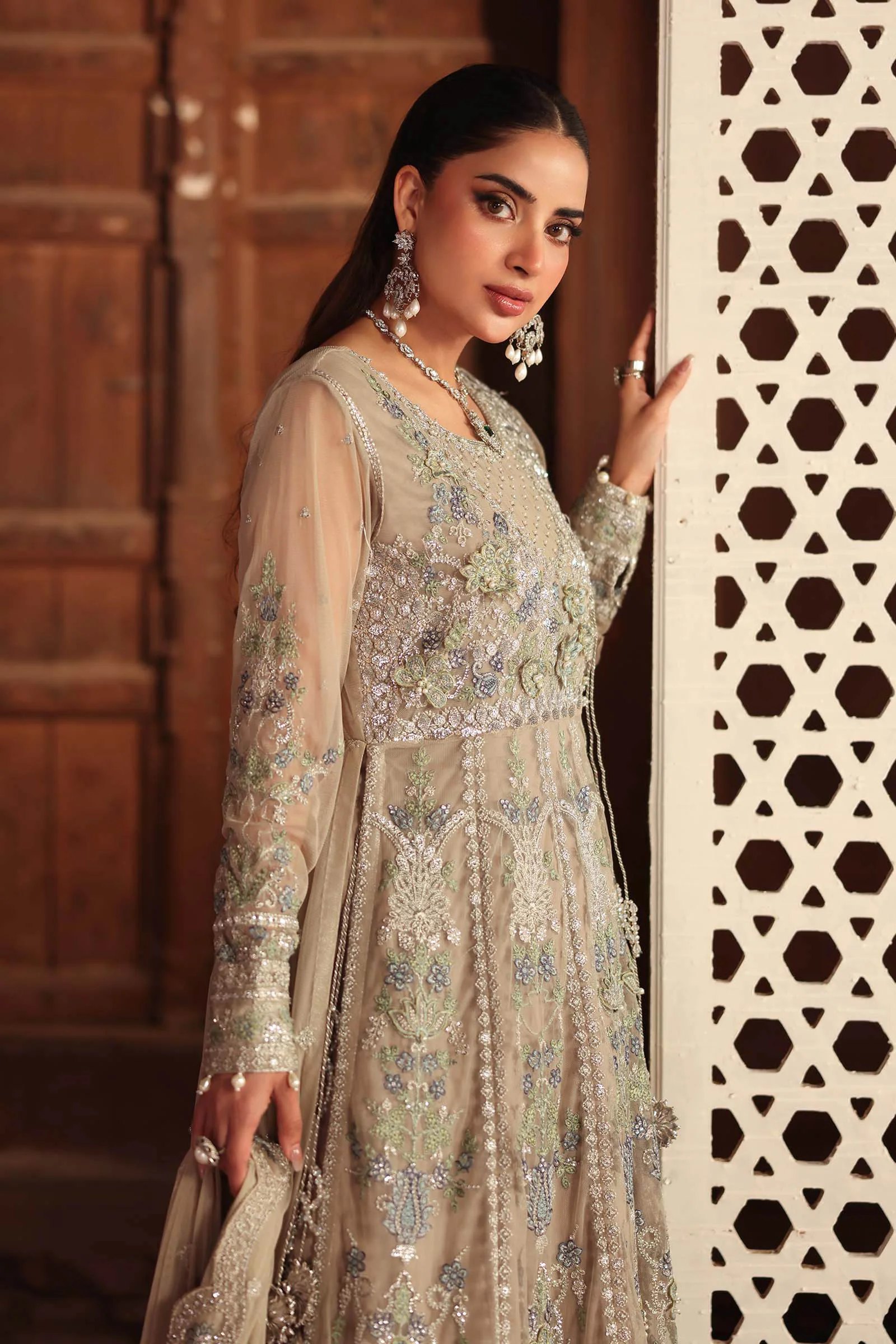 3 Piece Embroidered Net Suit - Image 2