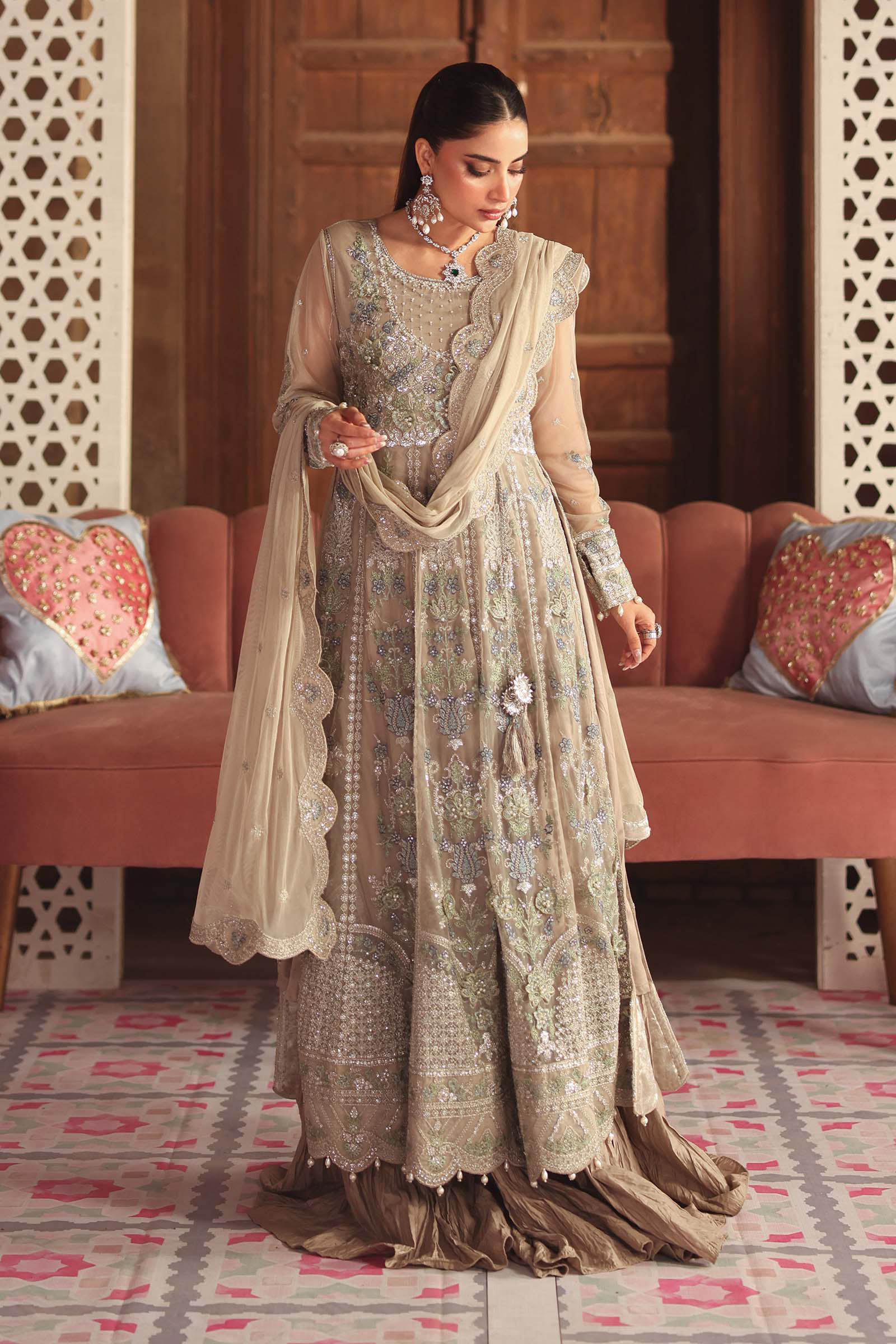 3 Piece Embroidered Net Suit - Image 5