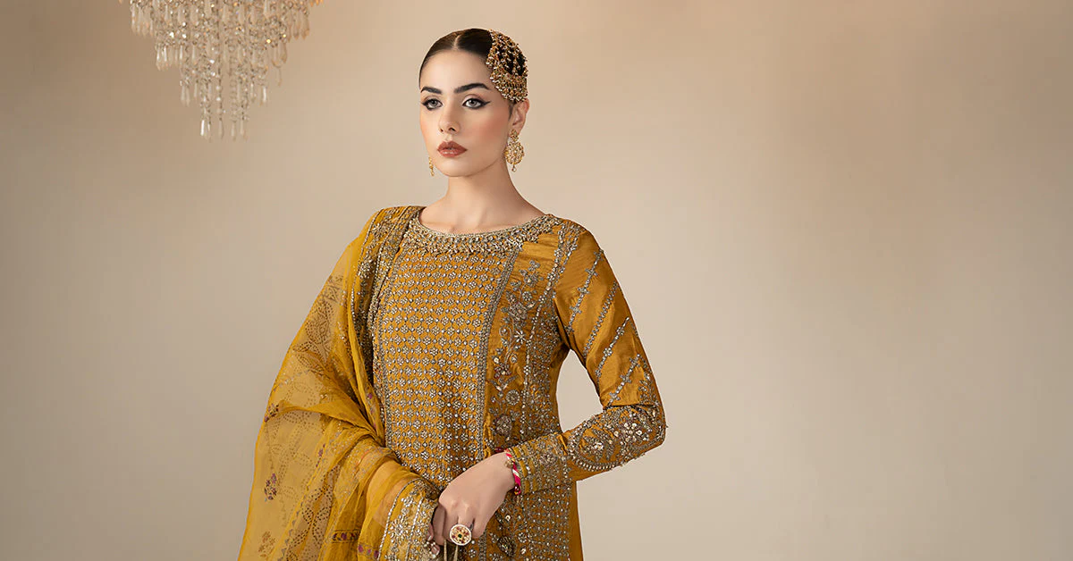 3 Piece Embroidered Raw Silk Suit - Image 10