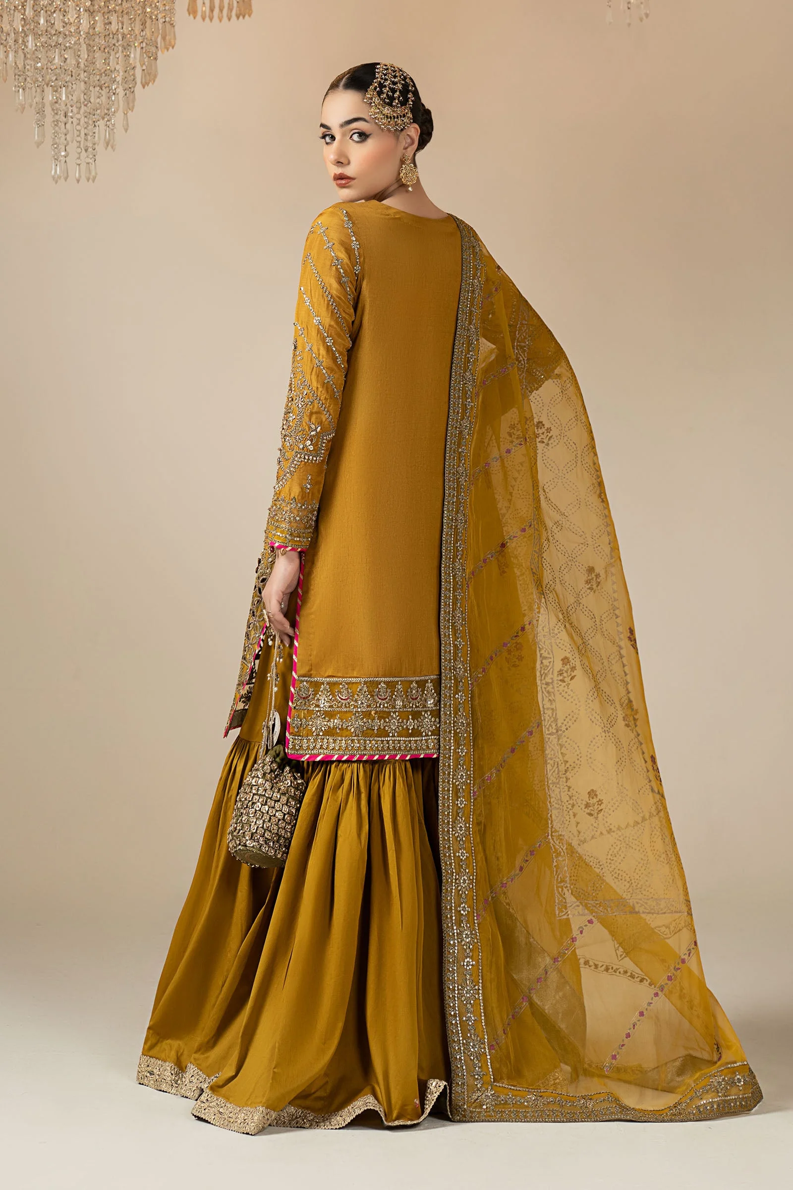 3 Piece Embroidered Raw Silk Suit - Image 9