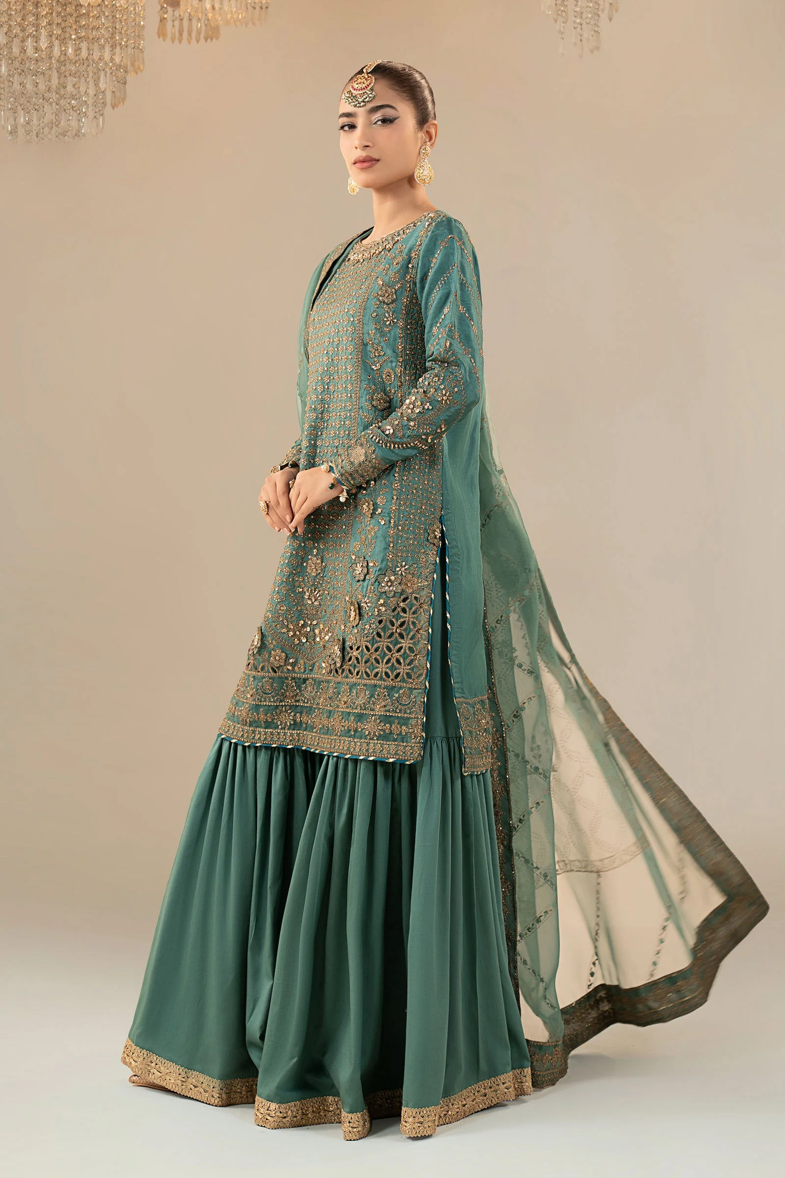 3 Piece Embroidered Raw Silk Suit - Image 10