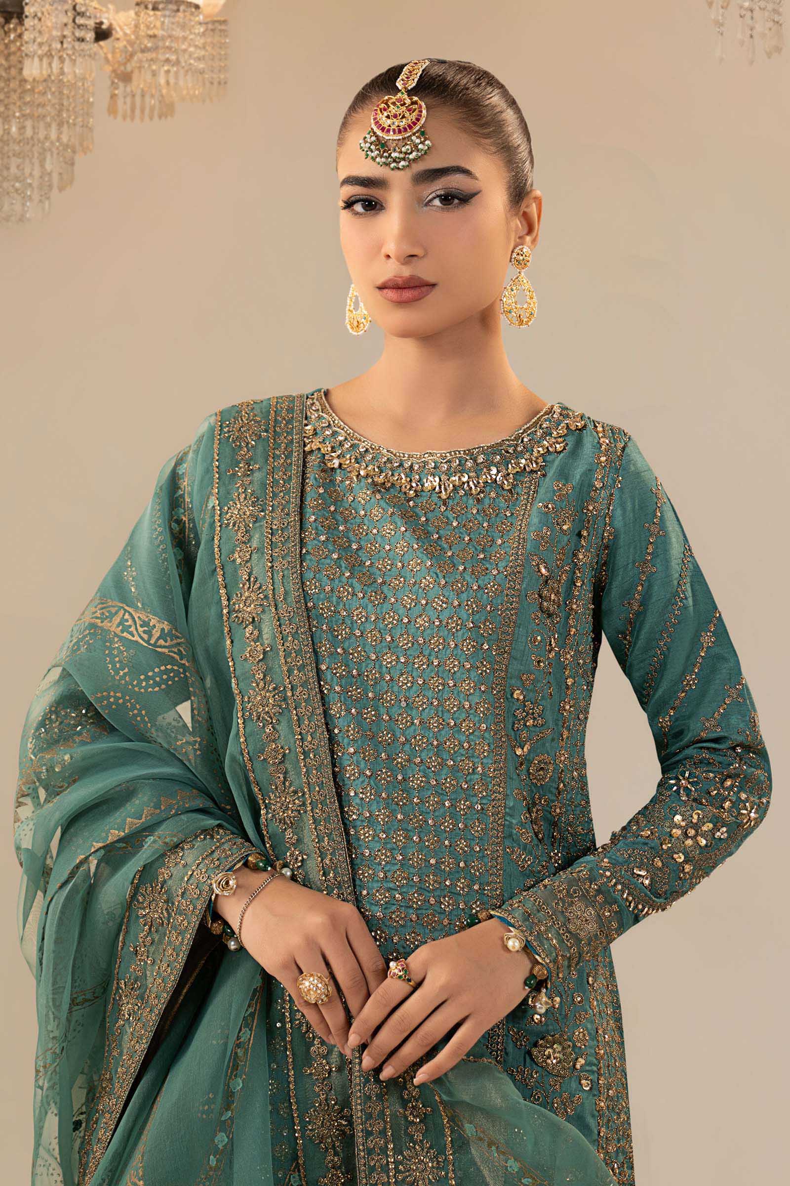 3 Piece Embroidered Raw Silk Suit - Image 7