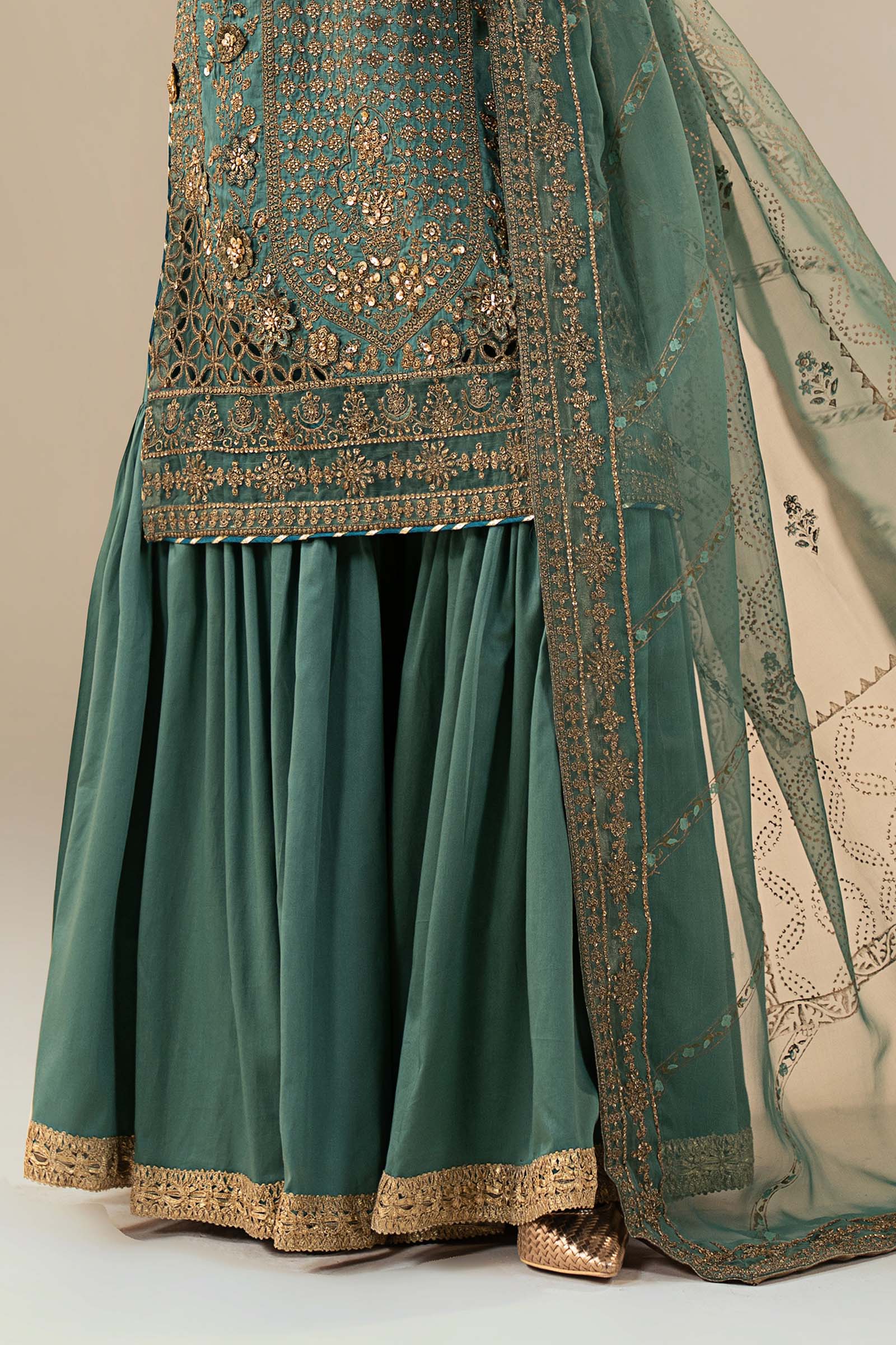 3 Piece Embroidered Raw Silk Suit - Image 9