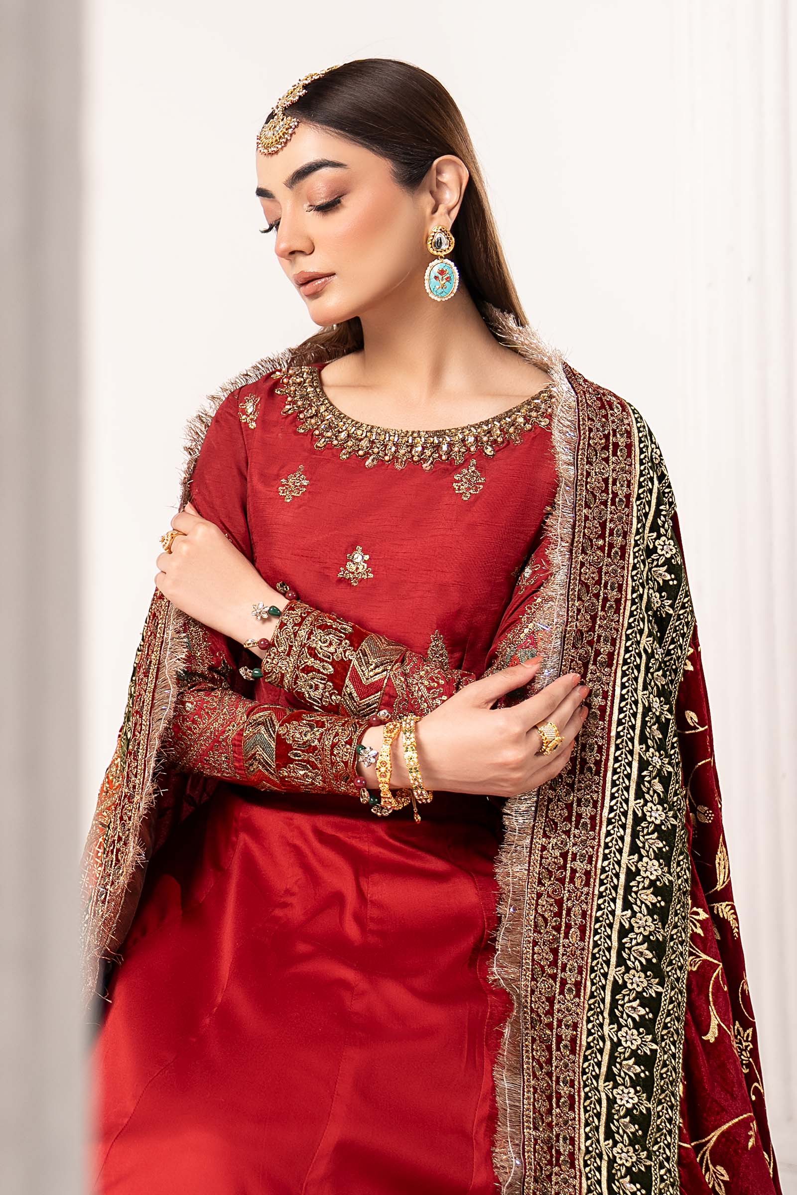 3 Piece Embroidered Raw Silk Suit - Image 2