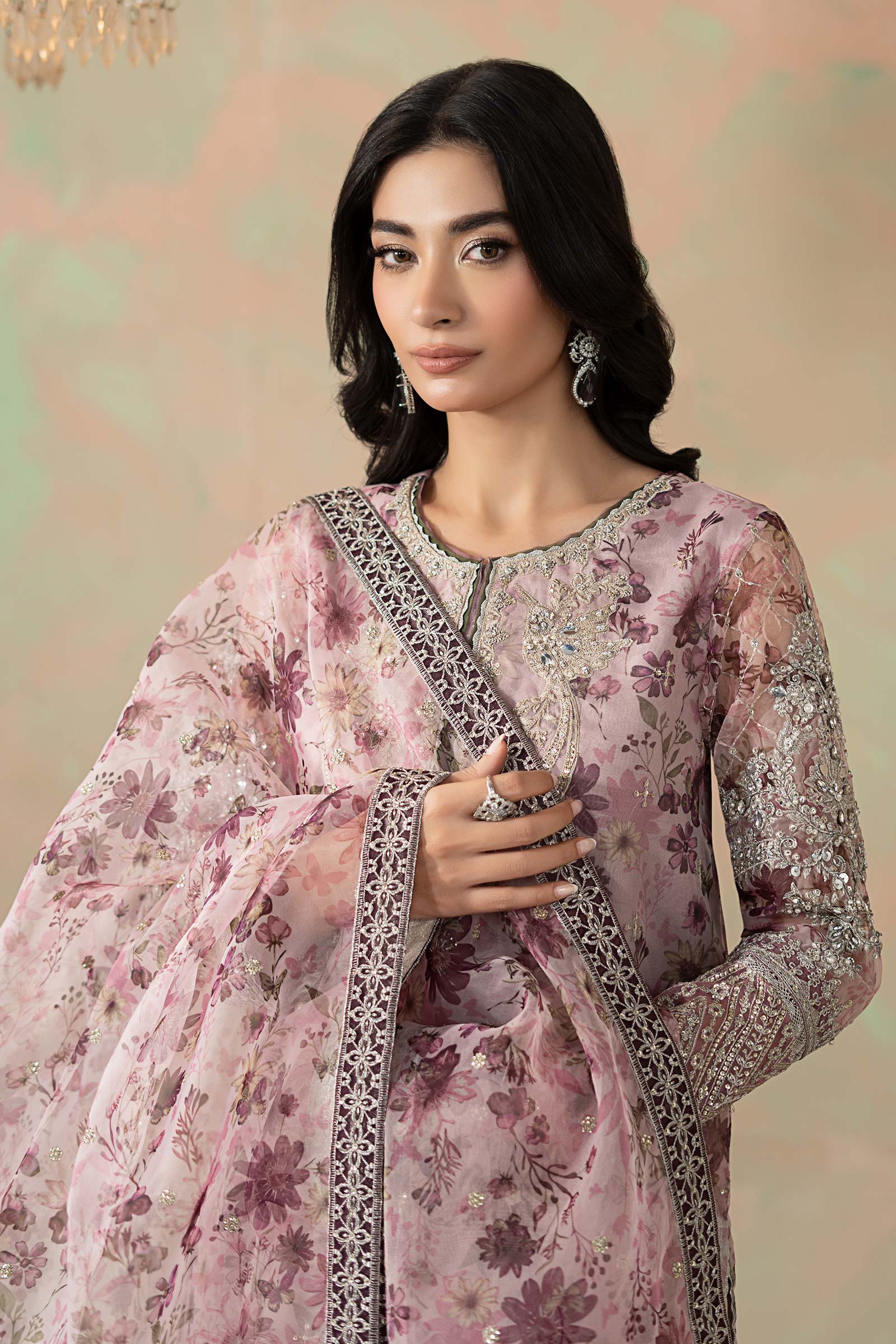 3 Piece Embroidered Organza Suit - Image 2