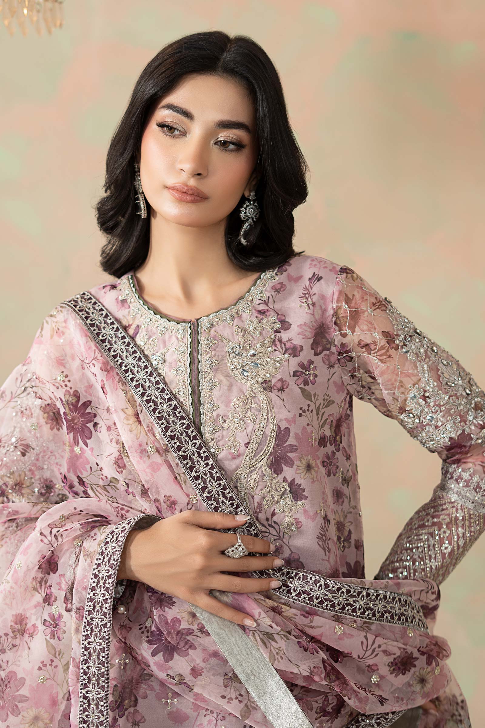 3 Piece Embroidered Organza Suit - Image 3